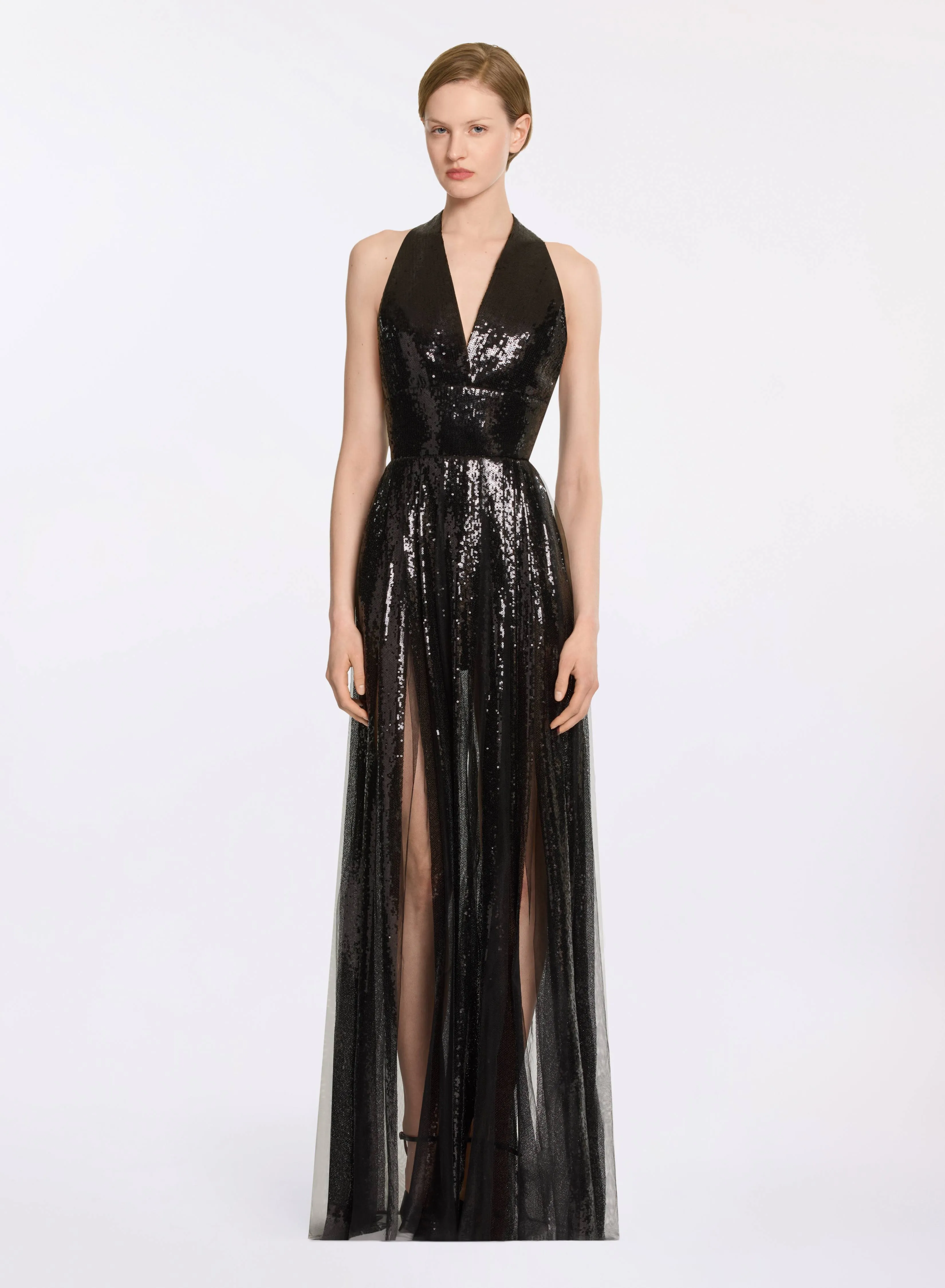 Sequin V-Neck Long Dress sold by Elie Saab