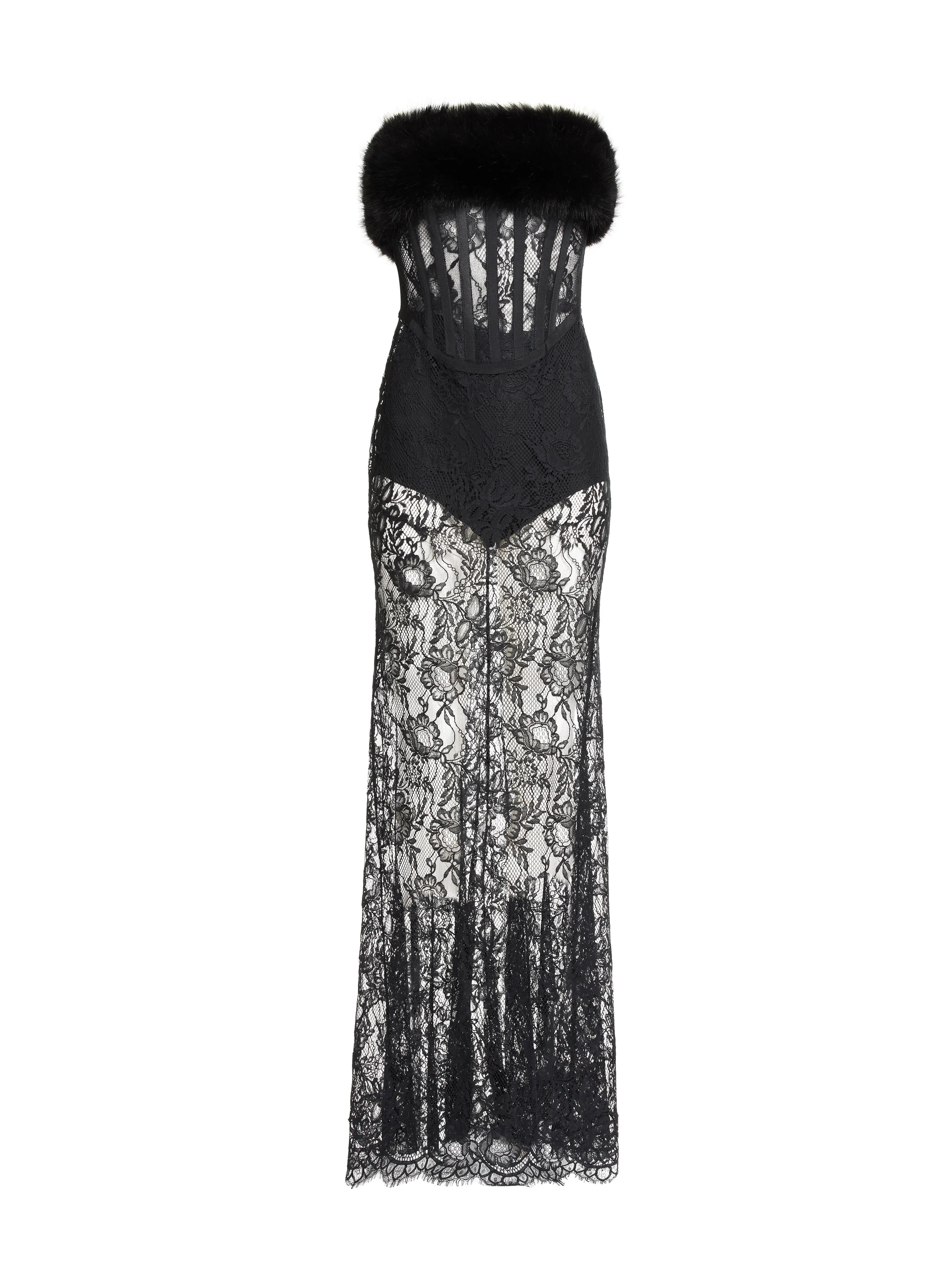Lace and Fur Dress sold by Elie Saab product image thumbnail 3