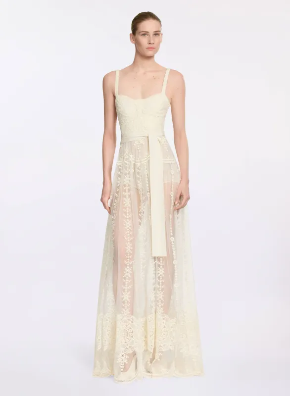 Embroidered Tulle Long Dress made by Elie Saab