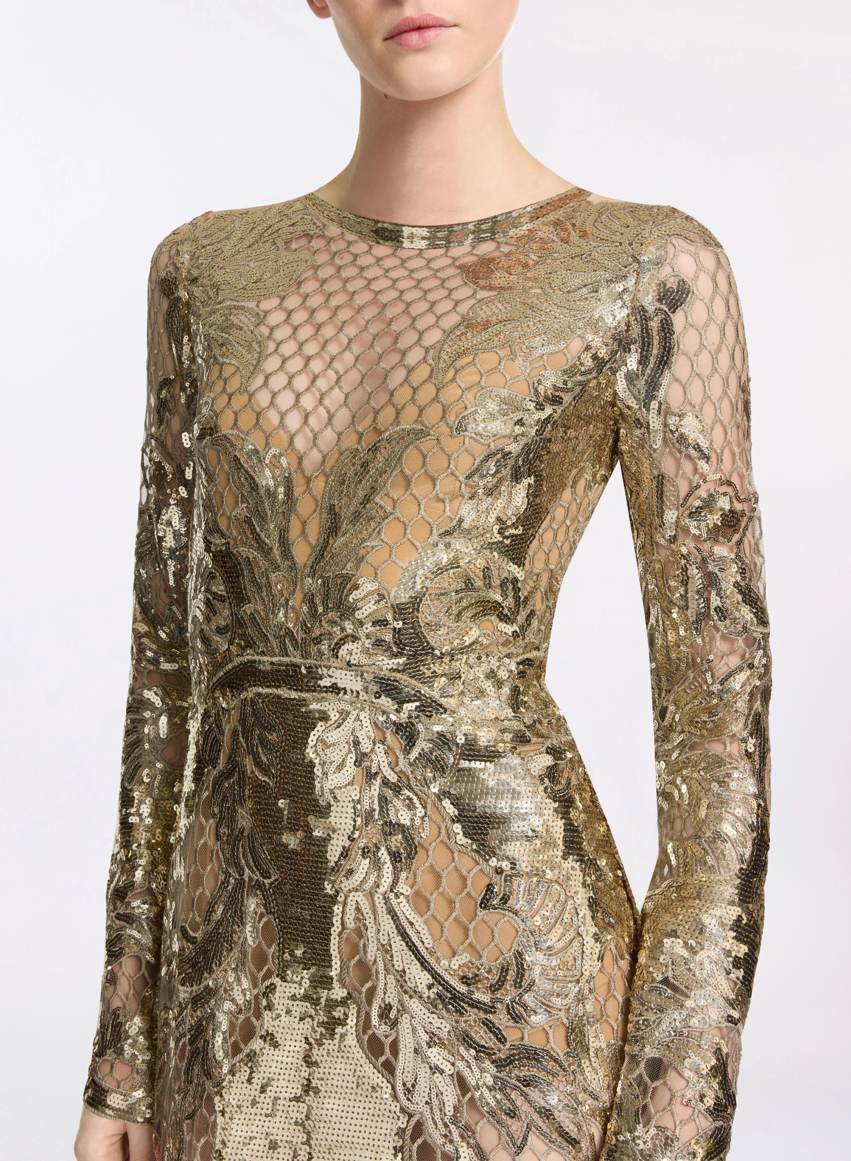 Sequin Embroidered Tulle Long Dress sold by Elie Saab product image thumbnail 5