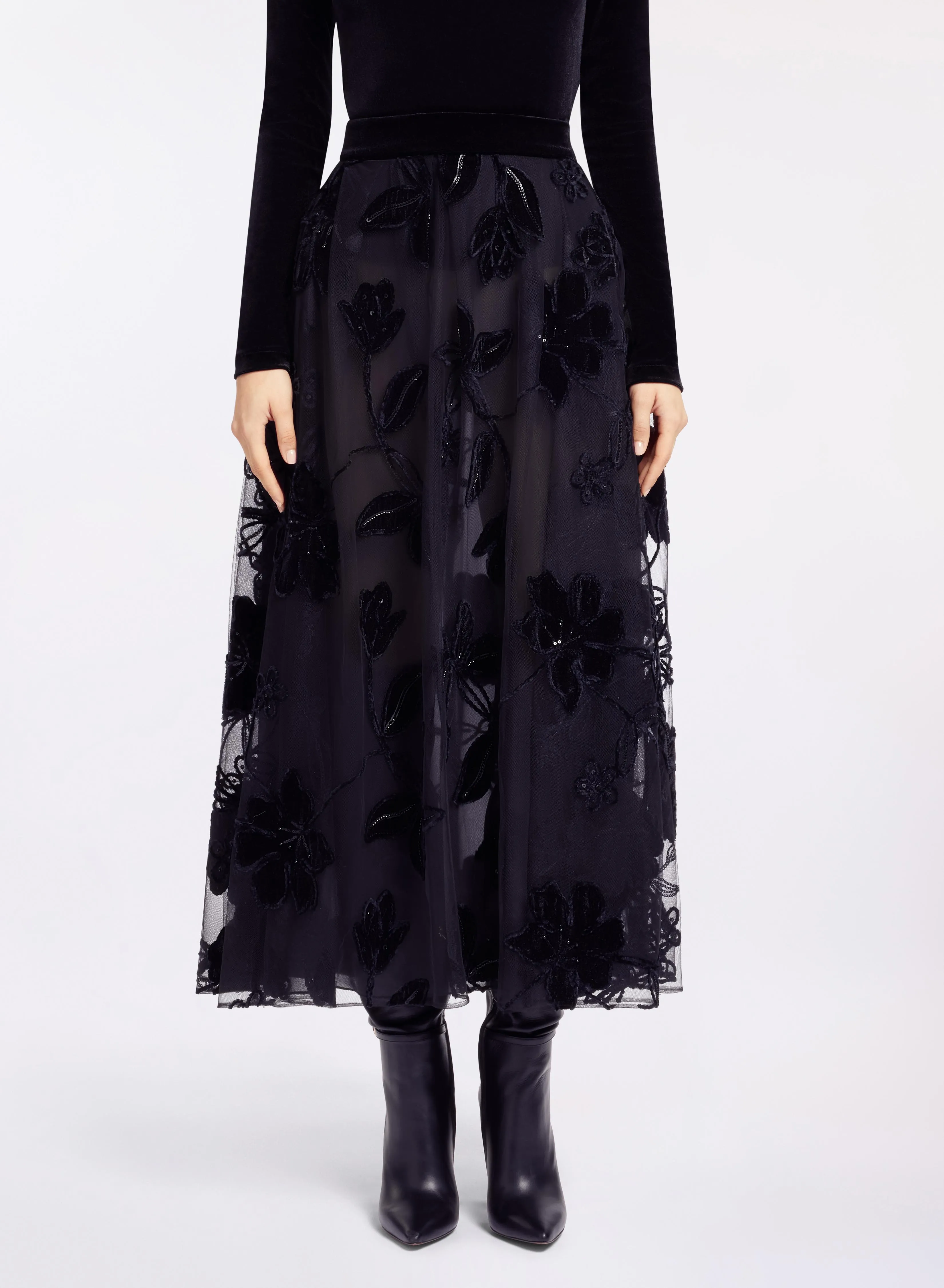 Velvet Embroidered Midi Skirt sold by Elie Saab product image thumbnail 3