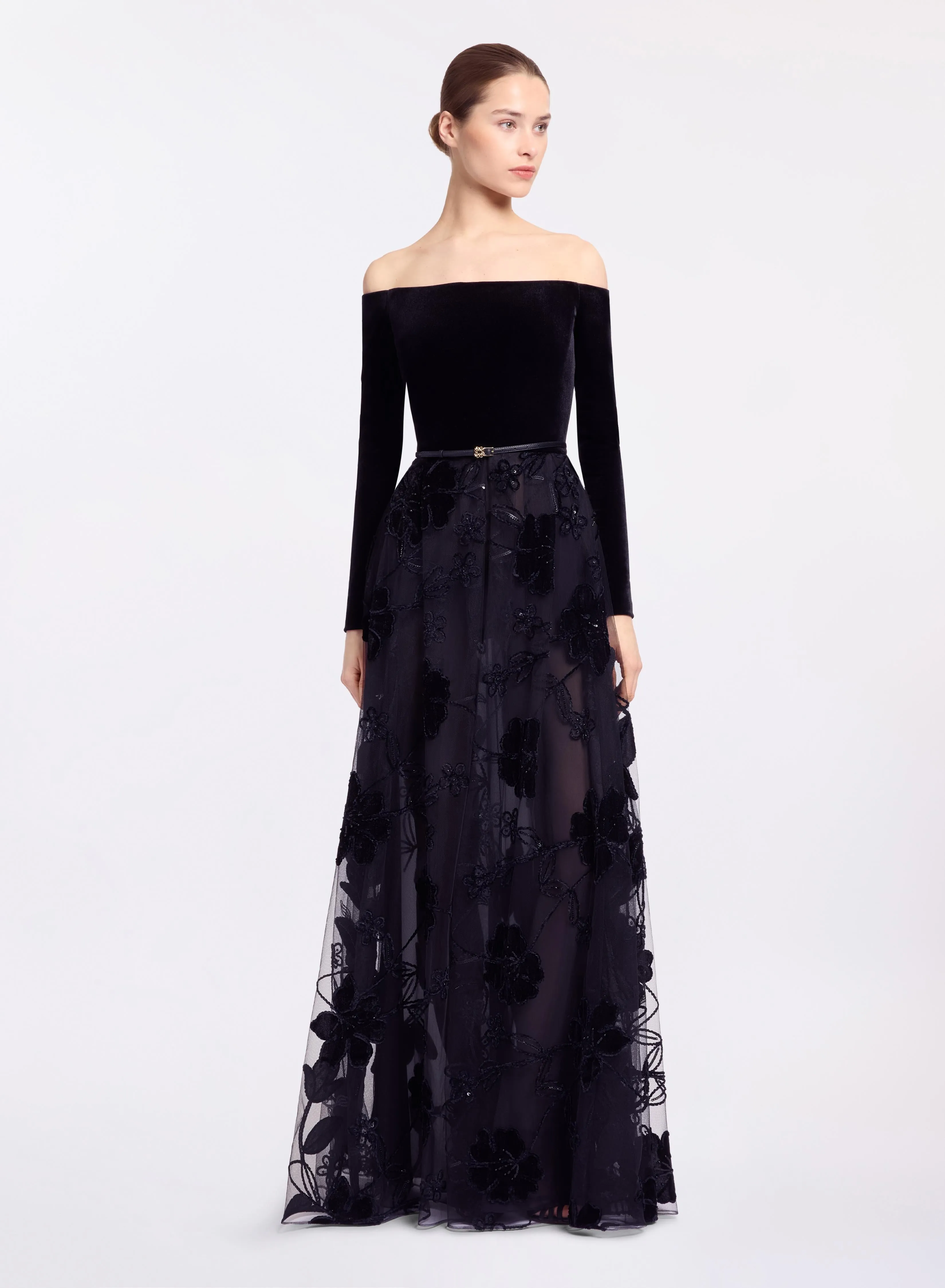 Off-The-Shoulder Velvet Embroidered Dress sold by Elie Saab