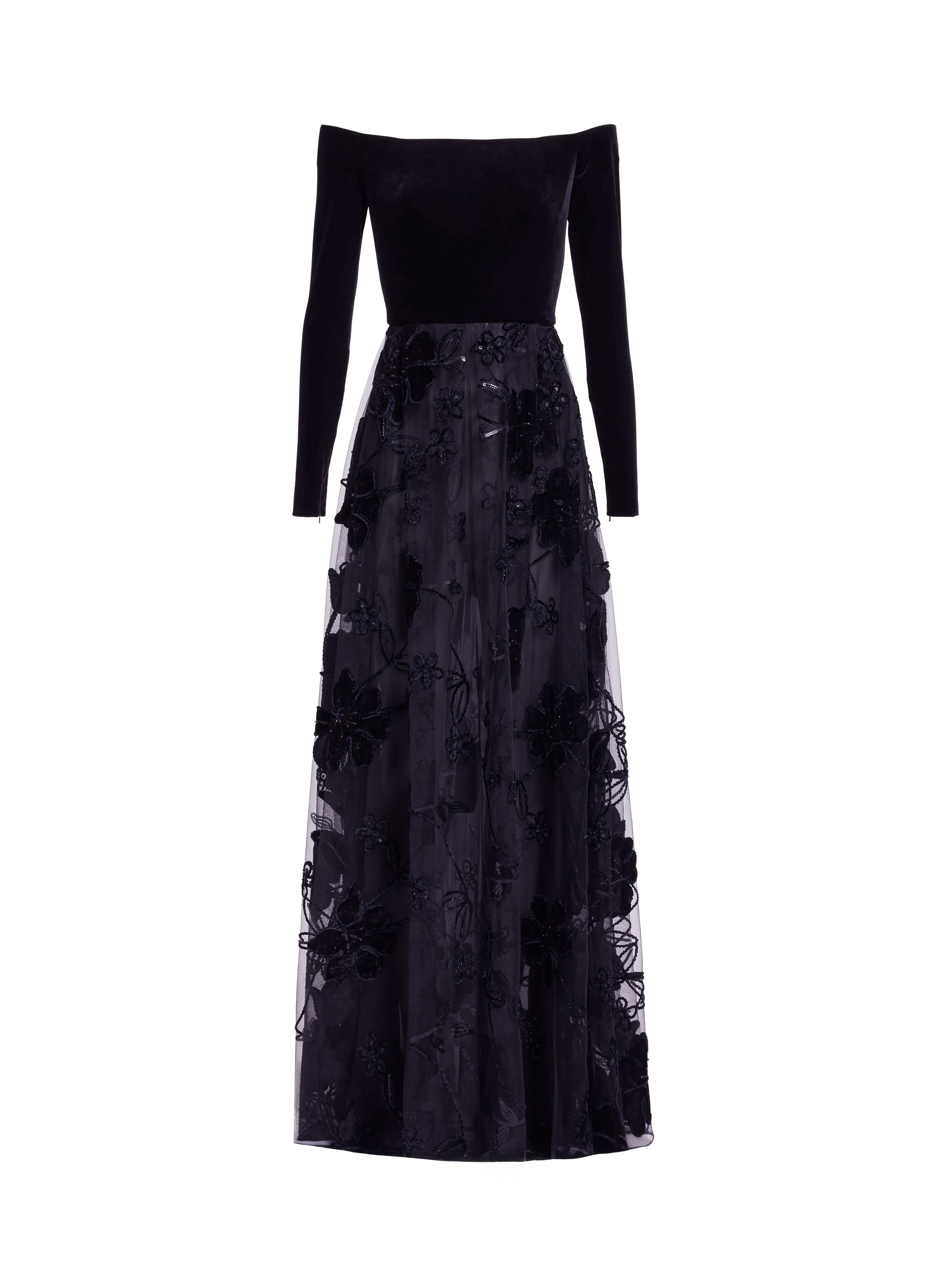Off-The-Shoulder Velvet Embroidered Dress sold by Elie Saab product image thumbnail 3