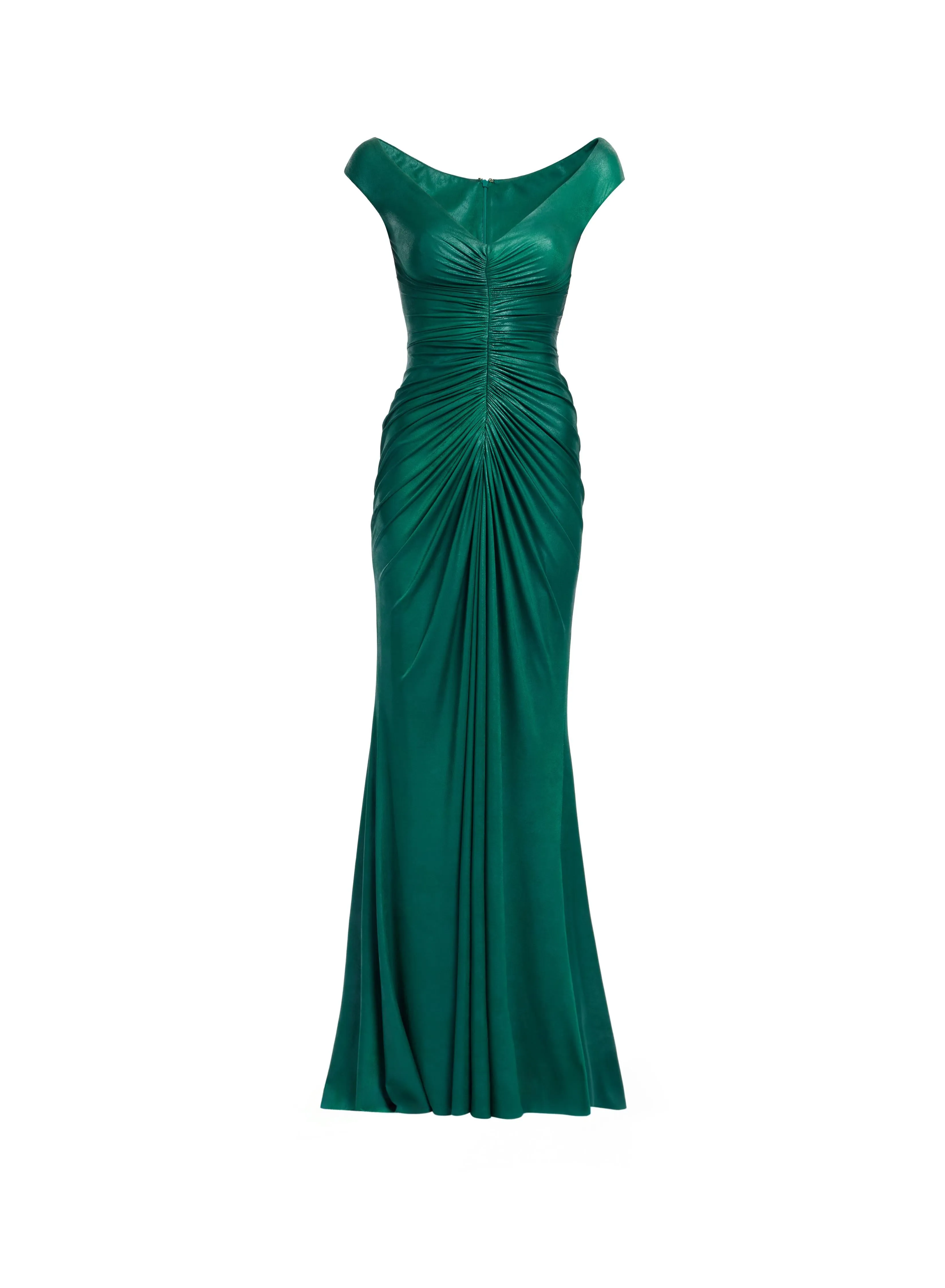 Off-The-Shoulder Jersey Leatherette Long Dress sold by Elie Saab product image thumbnail 3