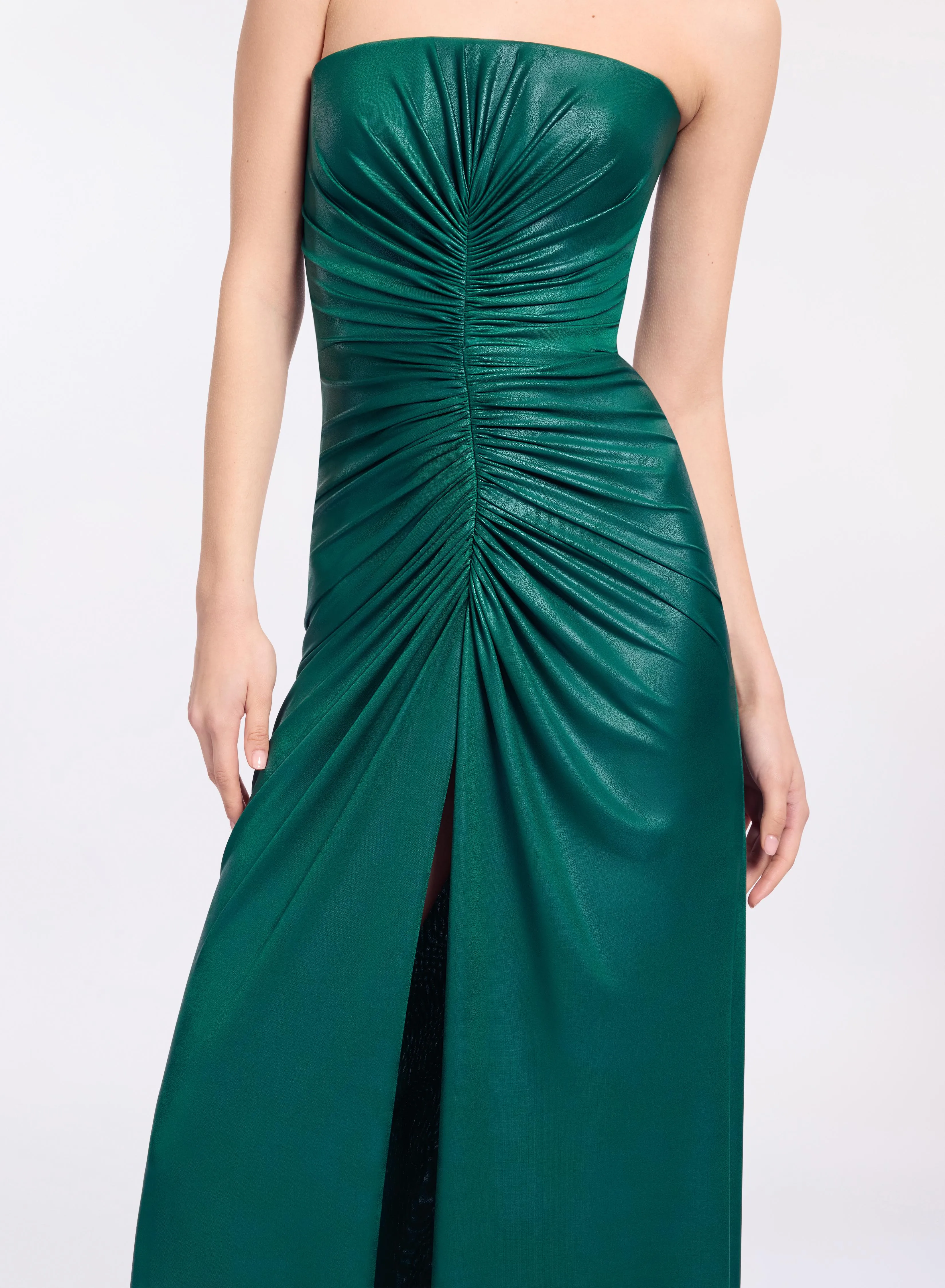 Strapless Jersey Leatherette Long Dress sold by Elie Saab product image thumbnail 3