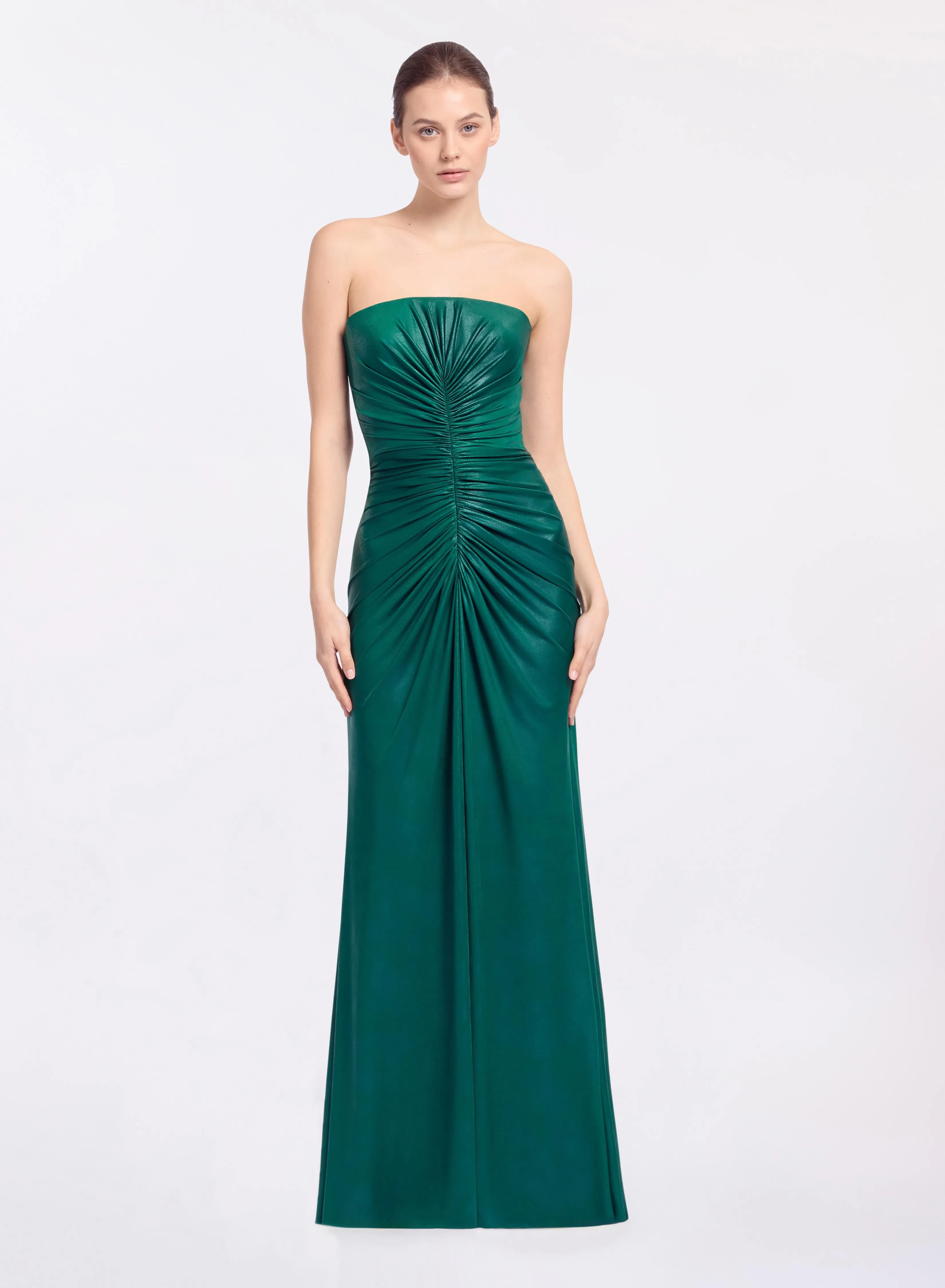 Strapless Jersey Leatherette Long Dress sold by Elie Saab
