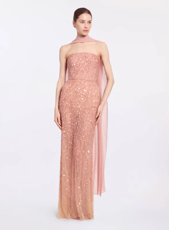 Bead Embroidered Strapless Dress sold by Elie Saab
