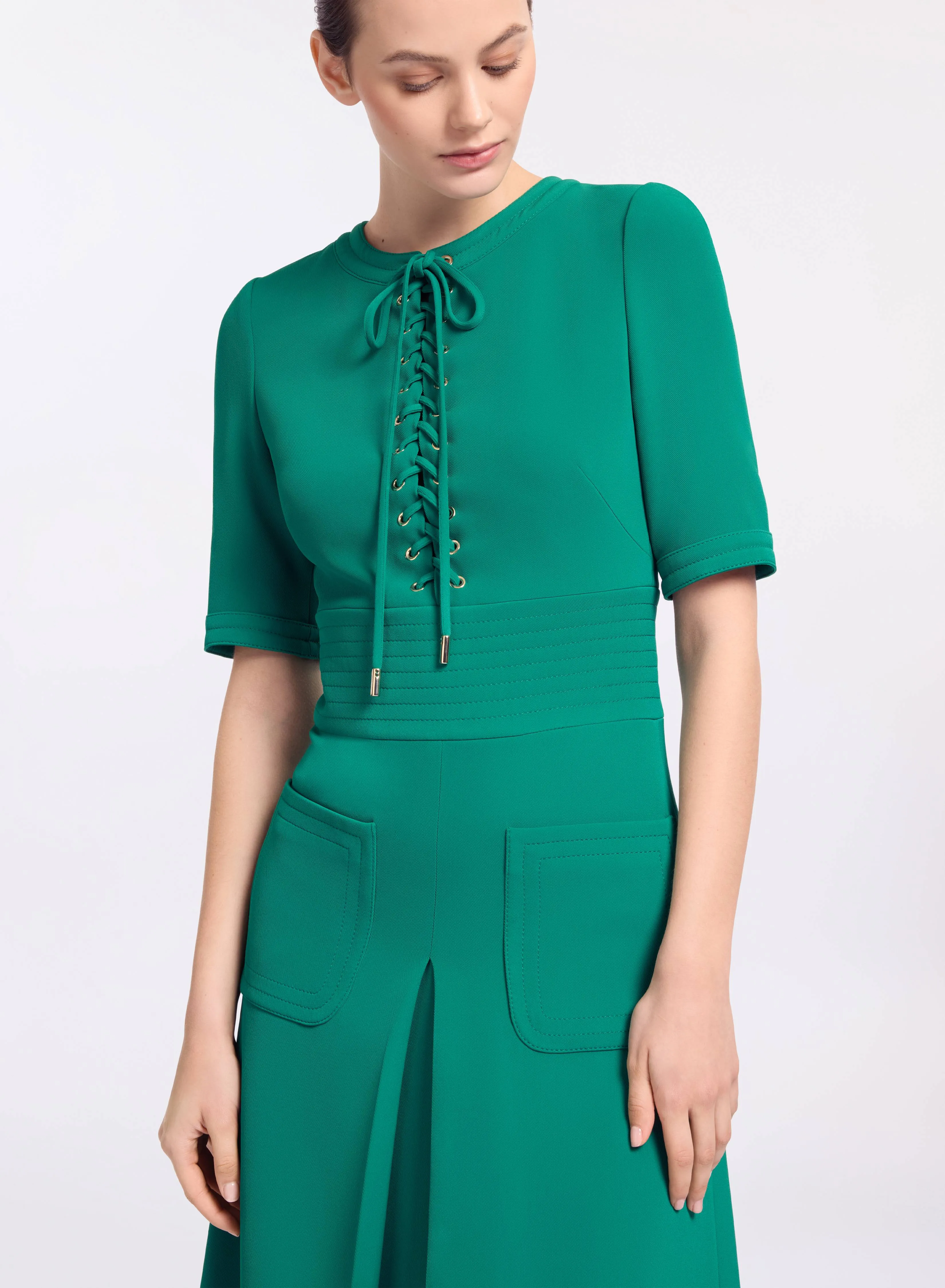 Lace Up Cady Midi Dress sold by Elie Saab product image thumbnail 5
