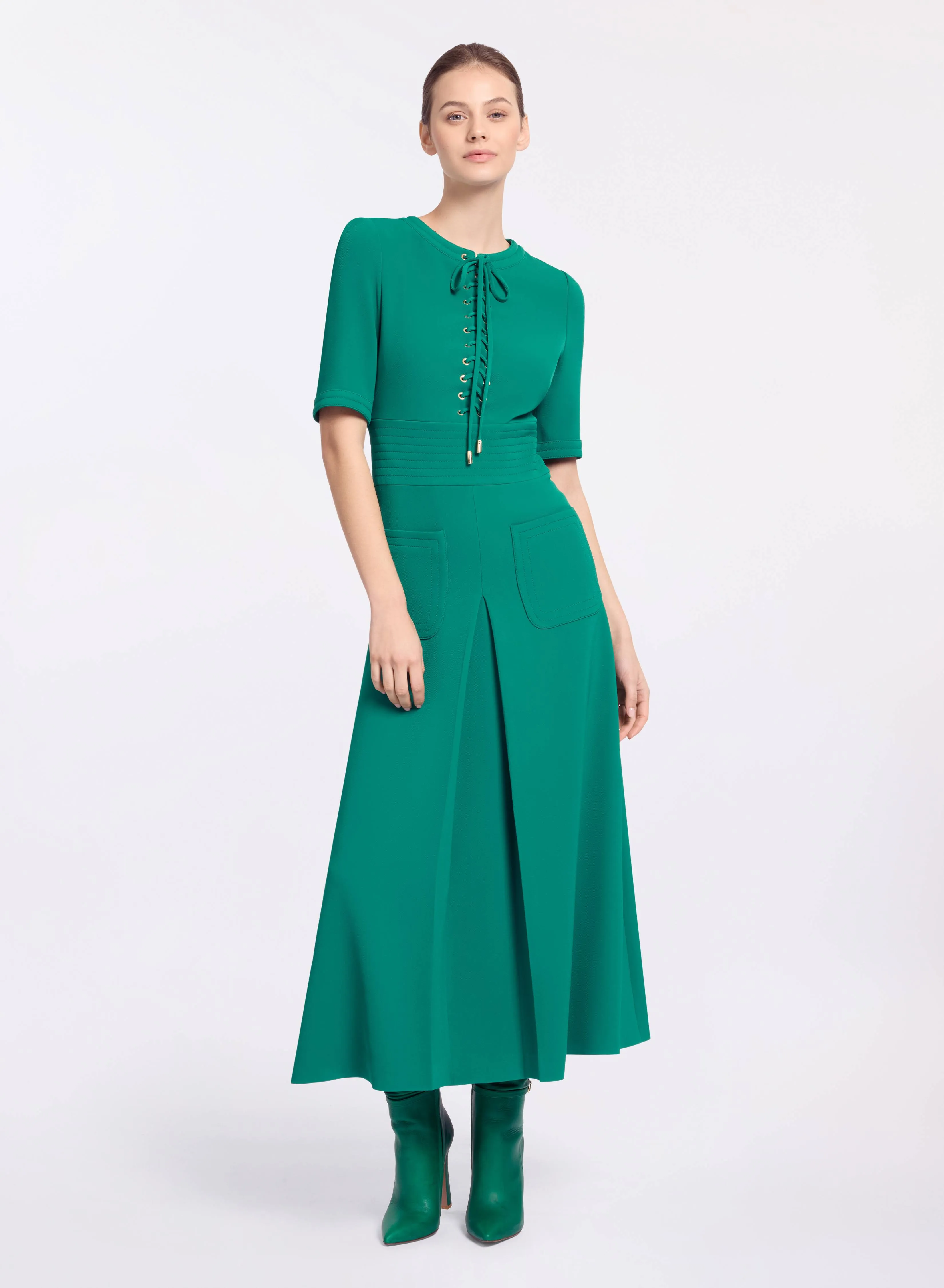 Lace Up Cady Midi Dress sold by Elie Saab