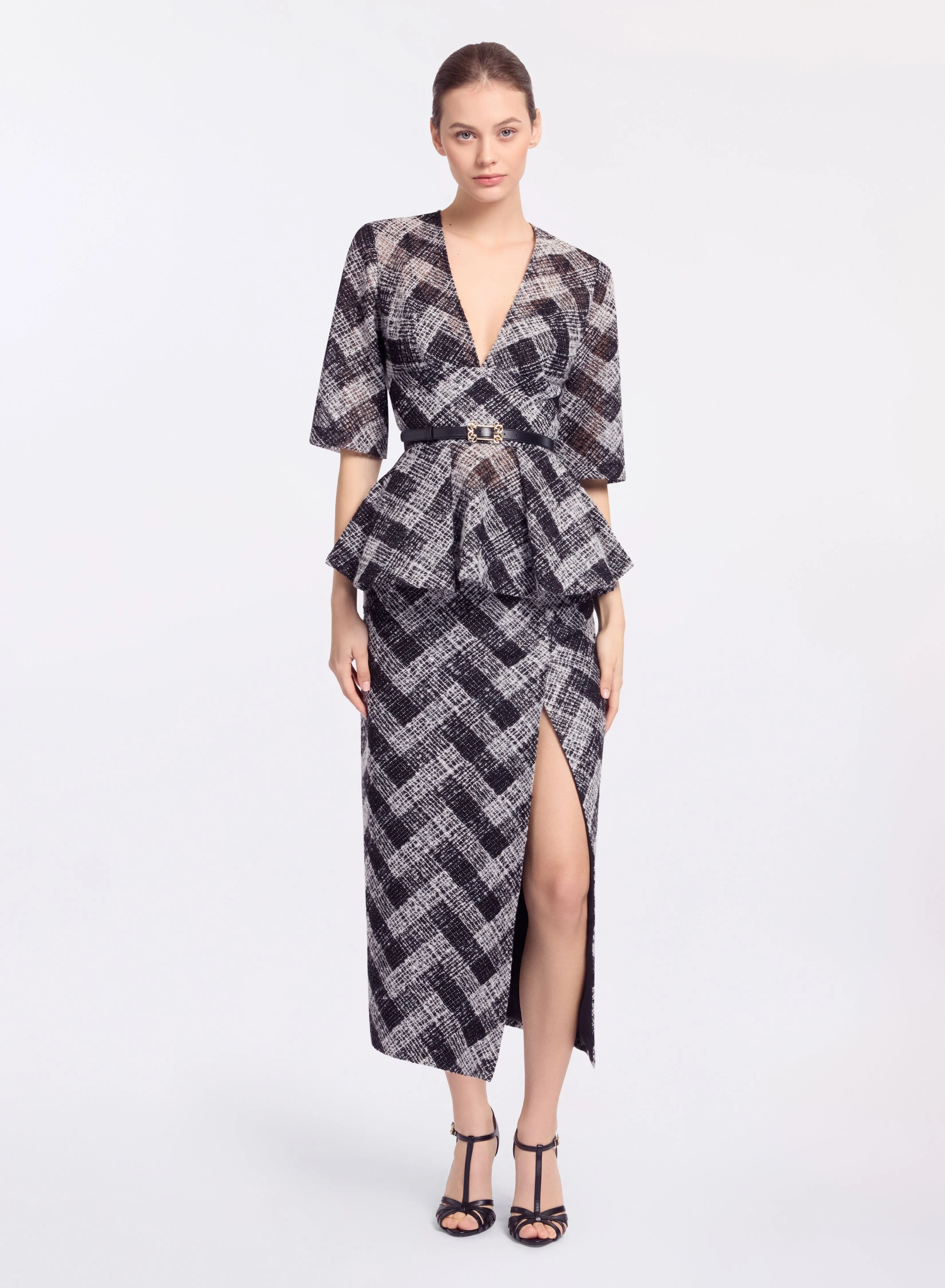 Chevron Midi Skirt sold by Elie Saab