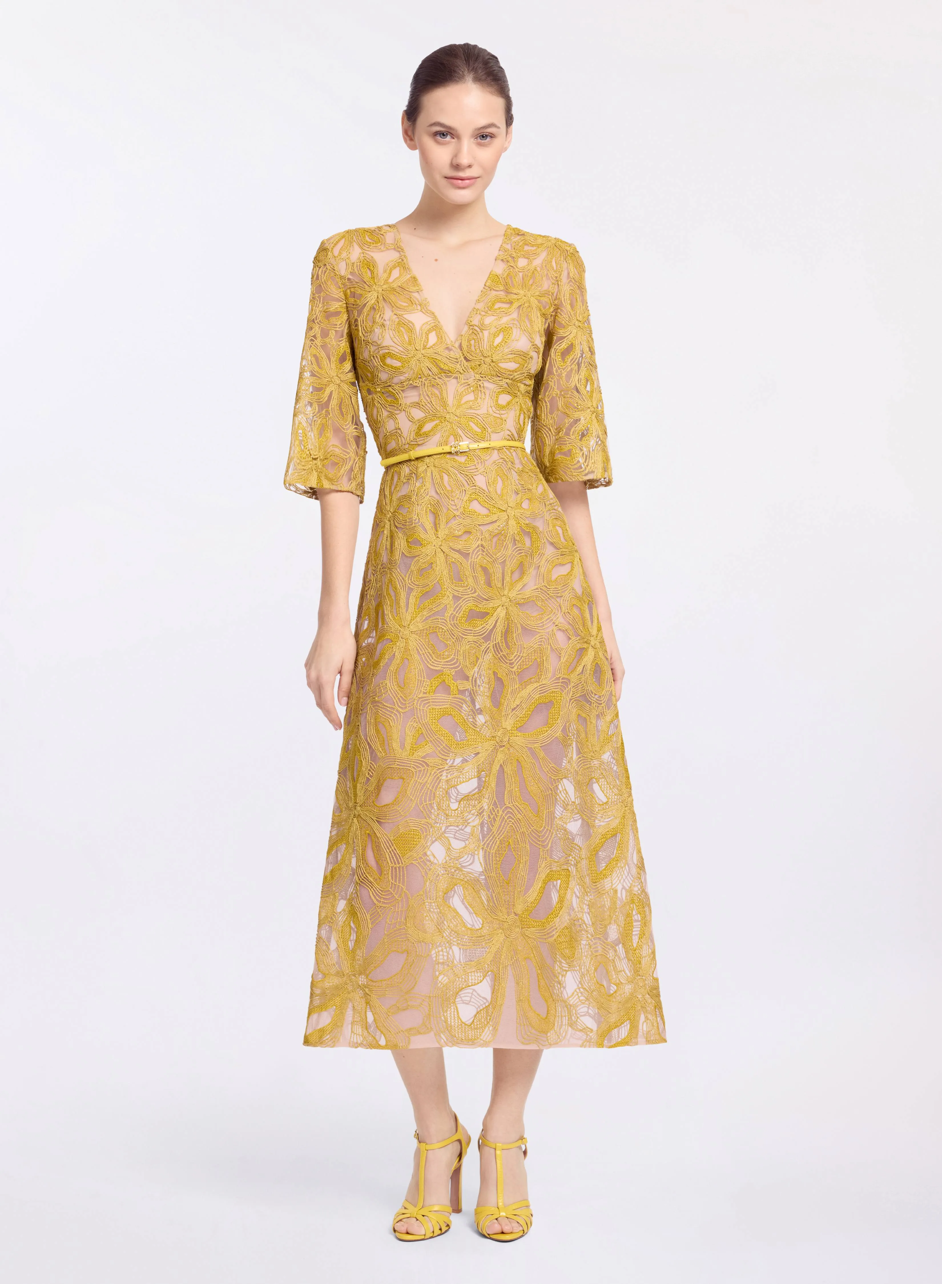 Floral Embroidered Midi Dress sold by Elie Saab