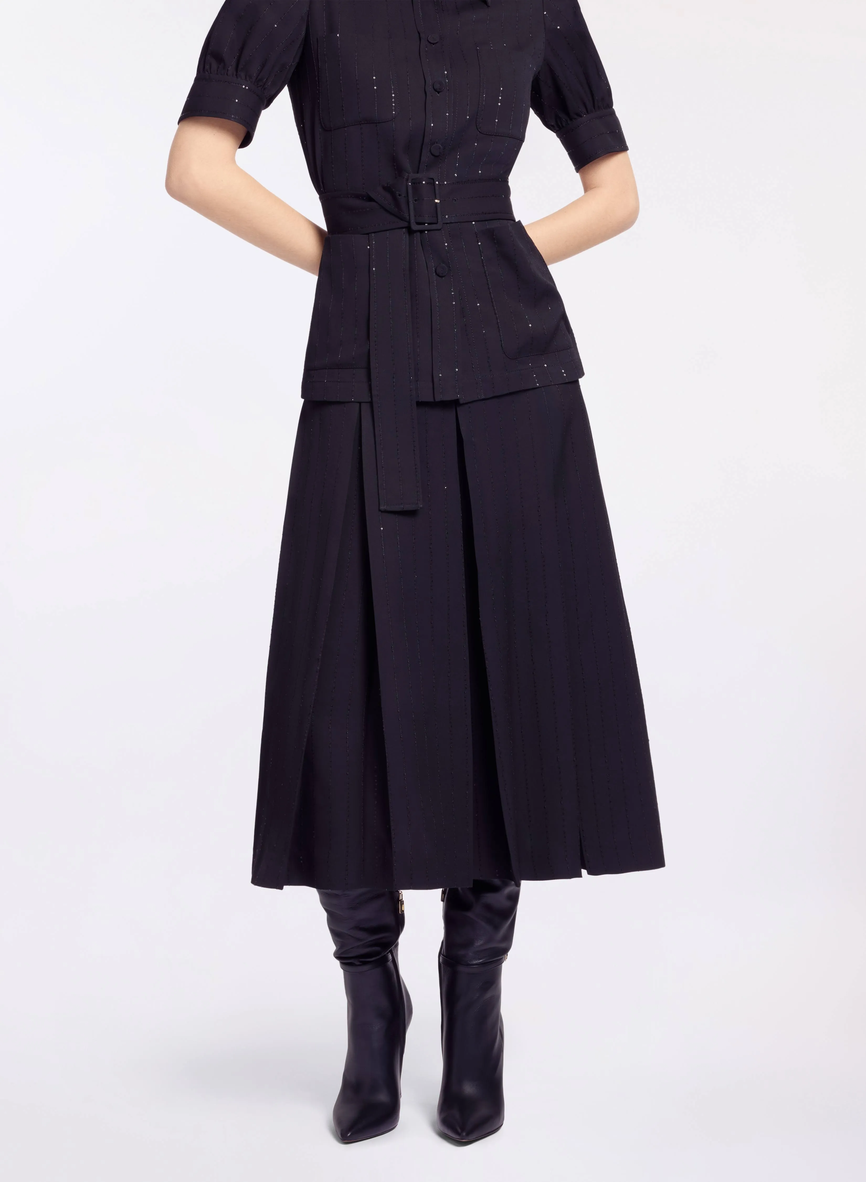 Pinstripe Crepe Midi Skirt sold by Elie Saab product image thumbnail 3