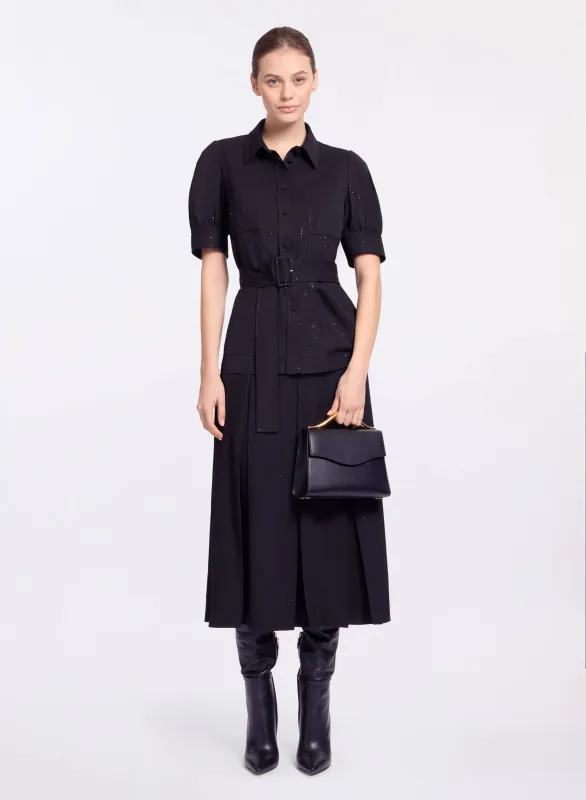 Pinstripe Crepe Midi Skirt sold by Elie Saab