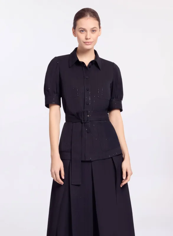Pinstripe Crepe Shirt sold by Elie Saab