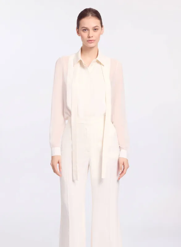 Embellished Pinstripe Silk Shirt made by Elie Saab