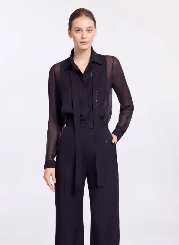 Embellished Pinstripe Silk Shirt sold by Elie Saab