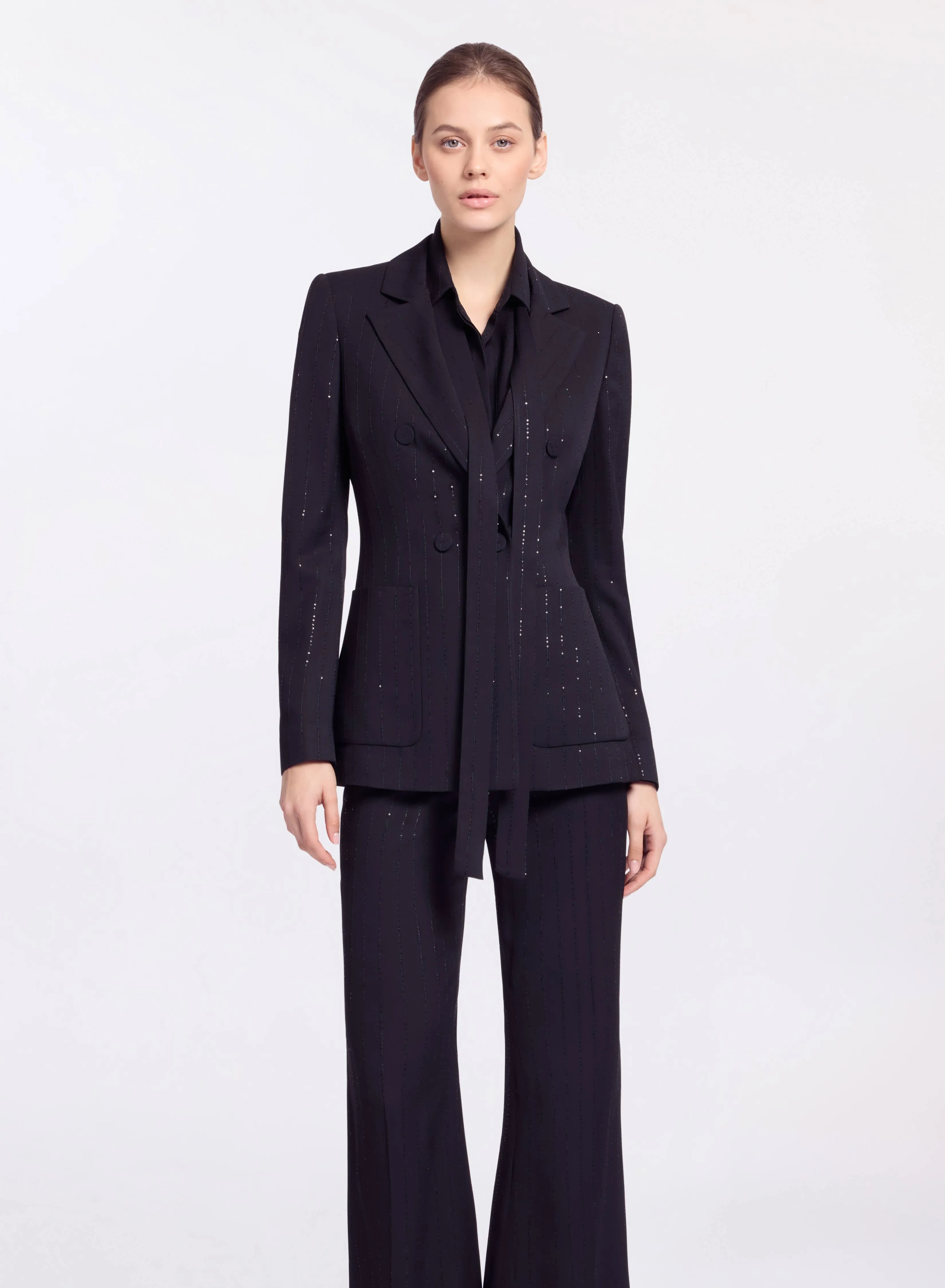 Embellished Pinstripe Crepe Blazer sold by Elie Saab product image thumbnail 3