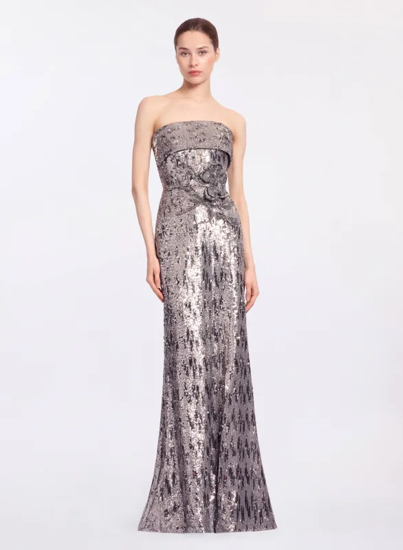 Sequin Embellished Strapless Gown made by Elie Saab