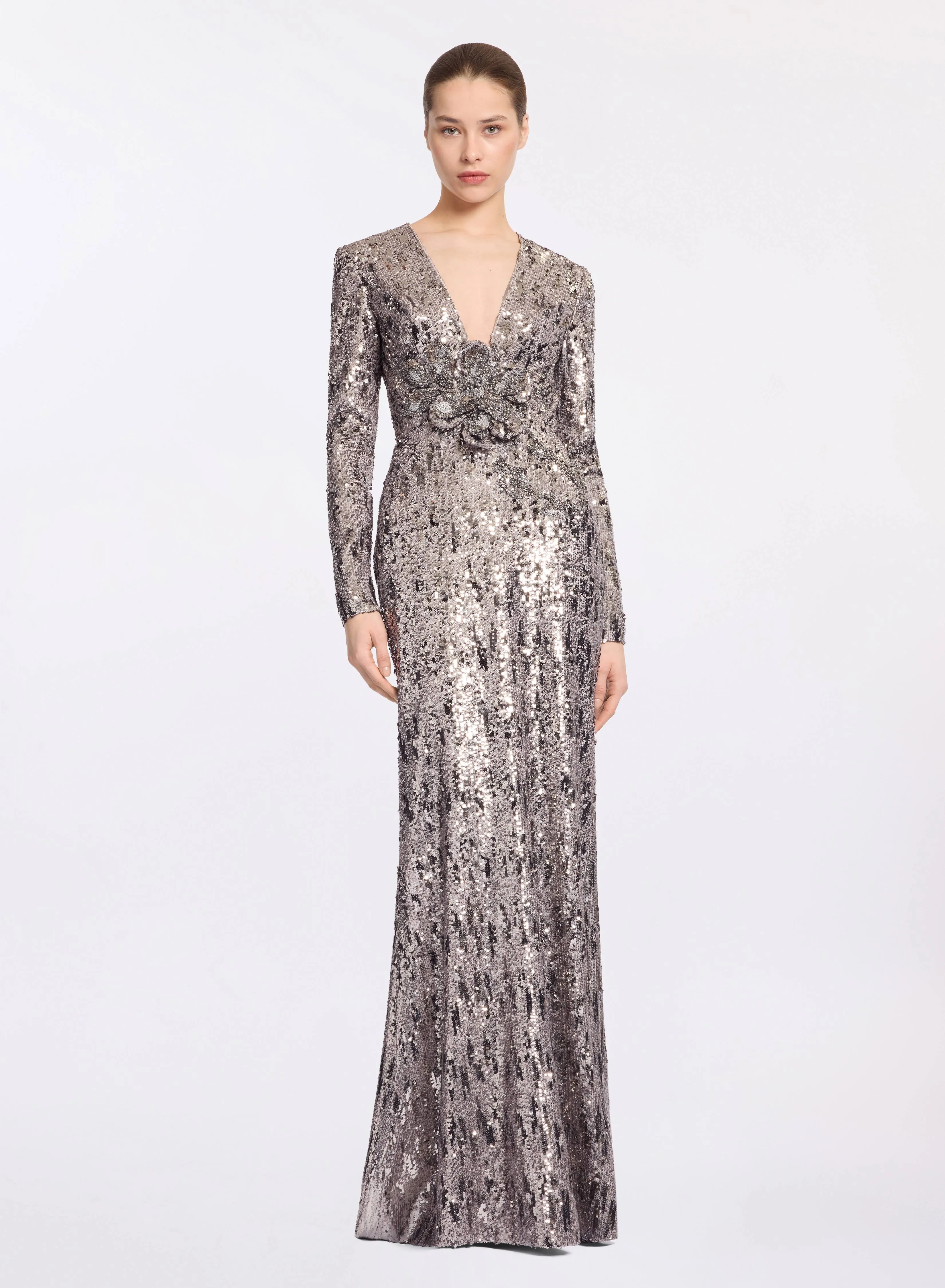 Sequin Embellished Open-Back Dress sold by Elie Saab