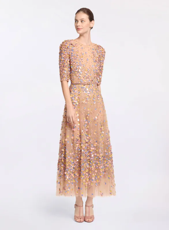 Sequin Embroidered Midi Dress sold by Elie Saab