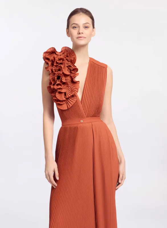 Pleated Ruffle Chiffon Top sold by Elie Saab