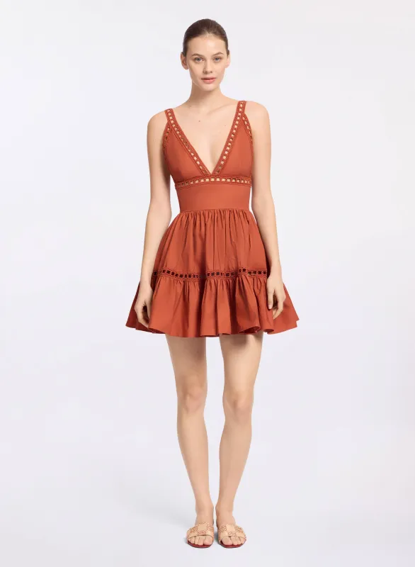 Trim Embellished Cotton Short Dress sold by Elie Saab