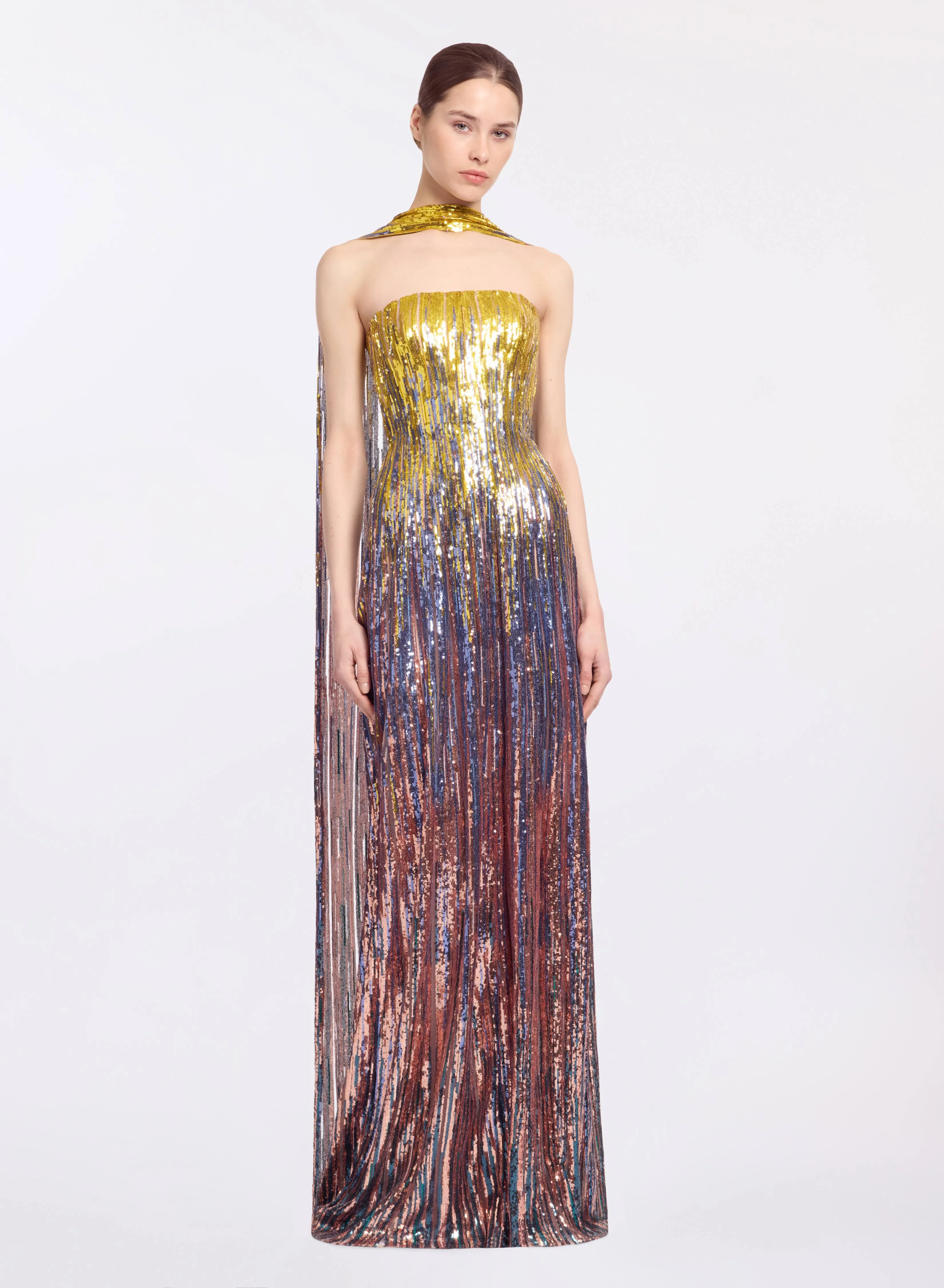 Multicolor Sequin Strapless Dress sold by Elie Saab