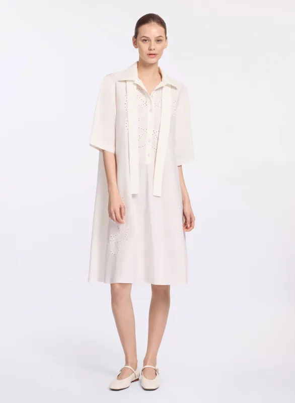 Monogram Embroidered Cotton Shirt Dress sold by Elie Saab