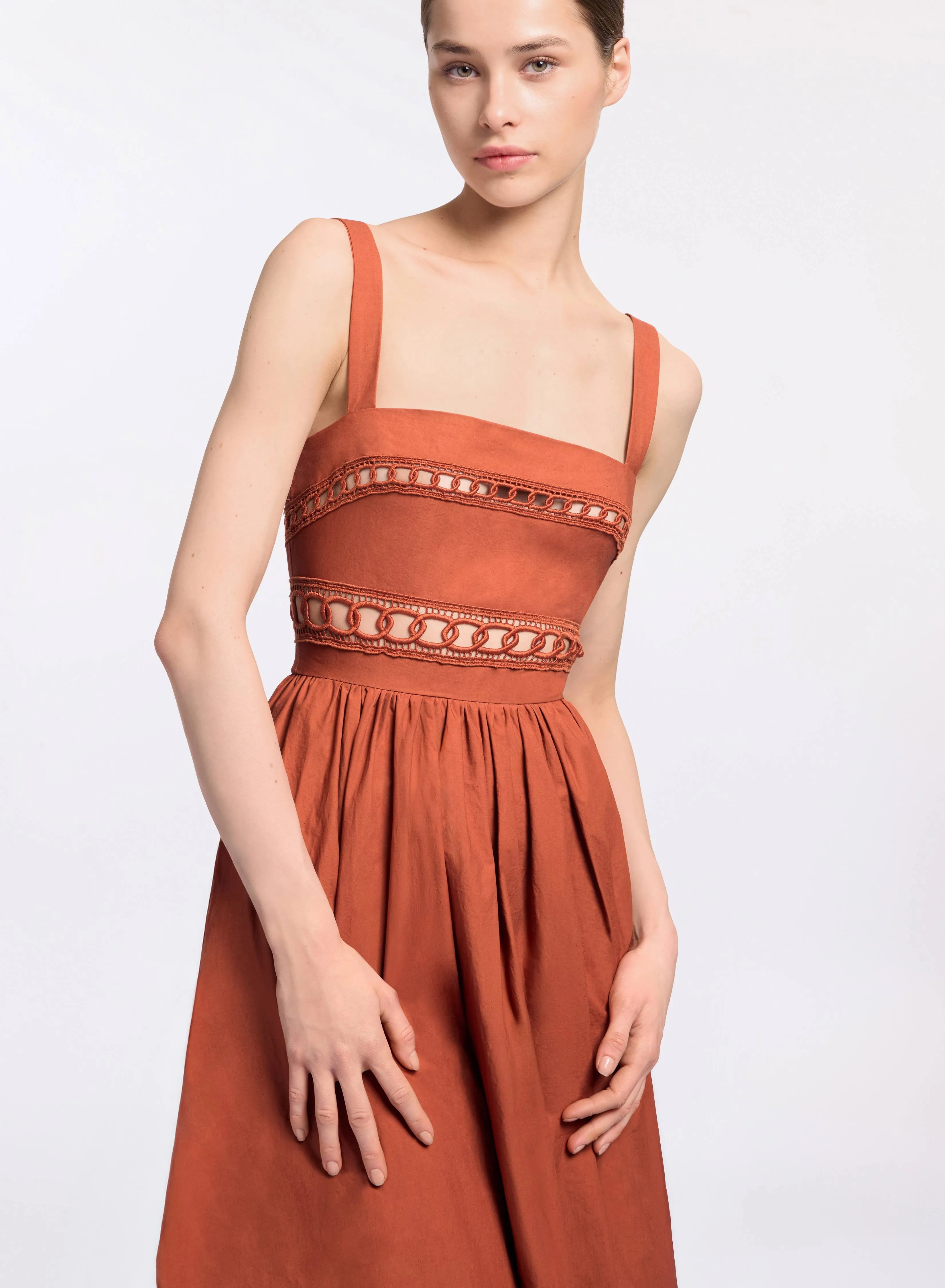 Trim Embellished Cotton Midi Dress sold by Elie Saab product image thumbnail 5