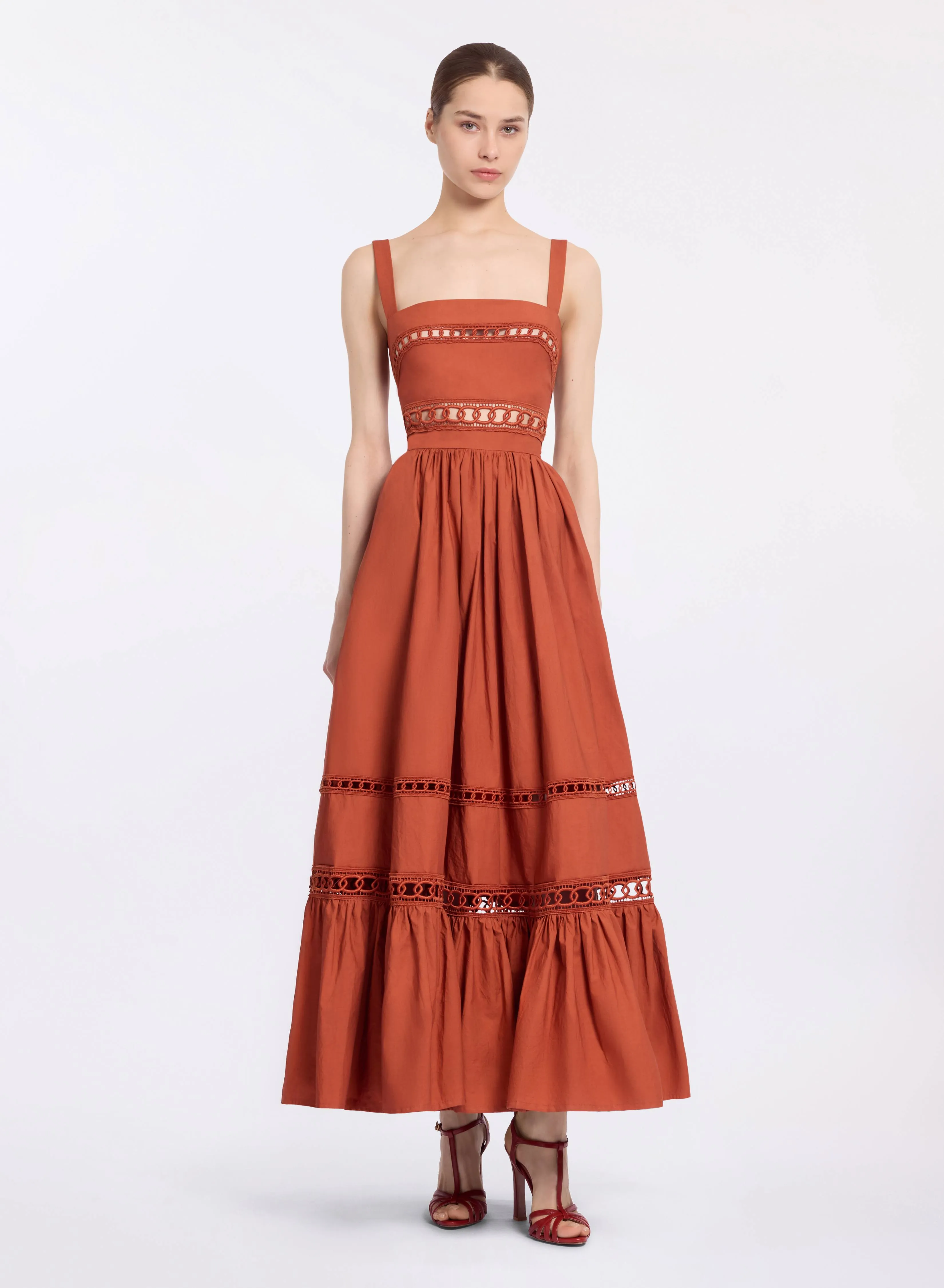 Trim Embellished Cotton Midi Dress sold by Elie Saab