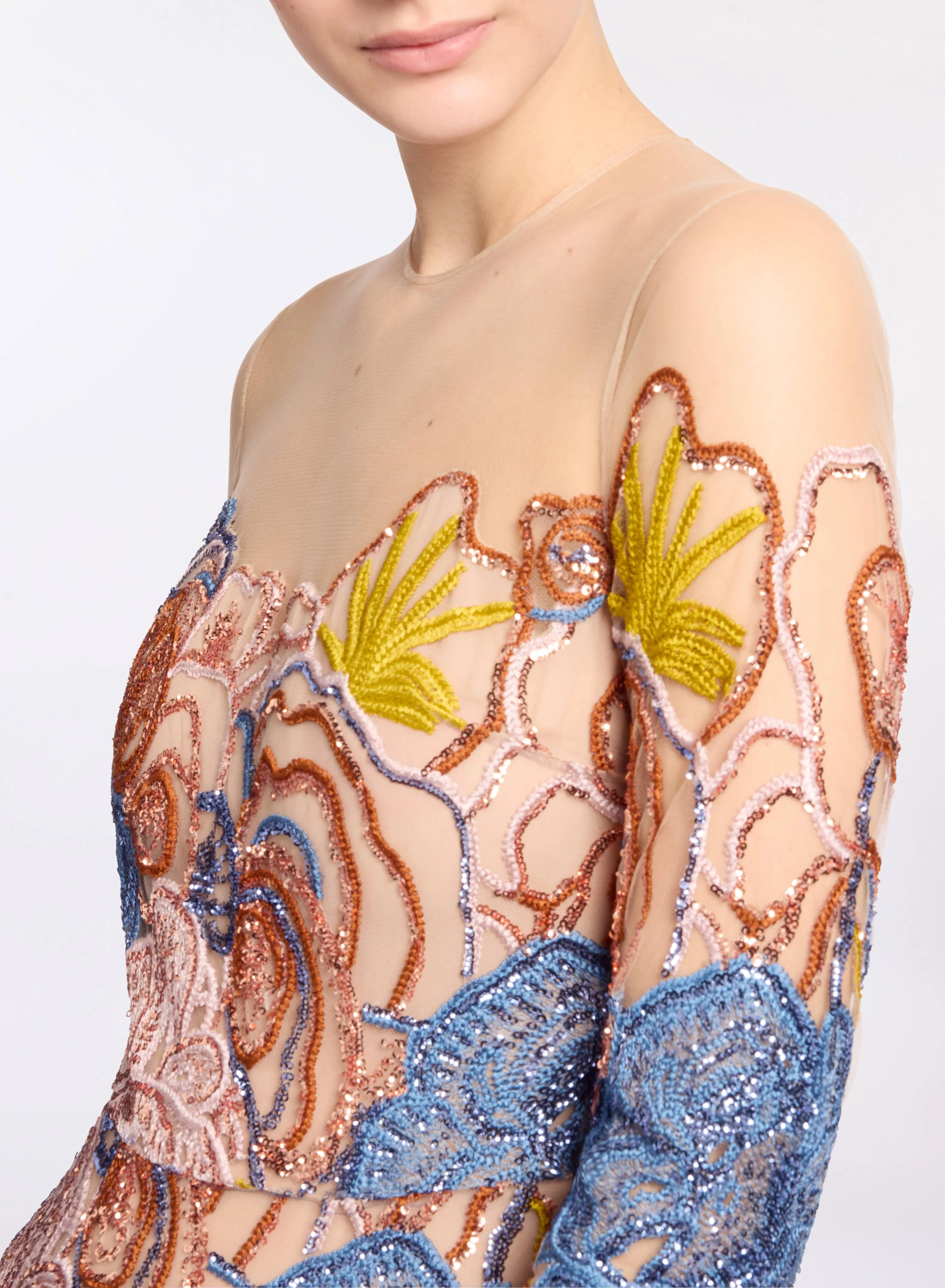 Floral Embroidered Sequin Dress sold by Elie Saab product image thumbnail 3