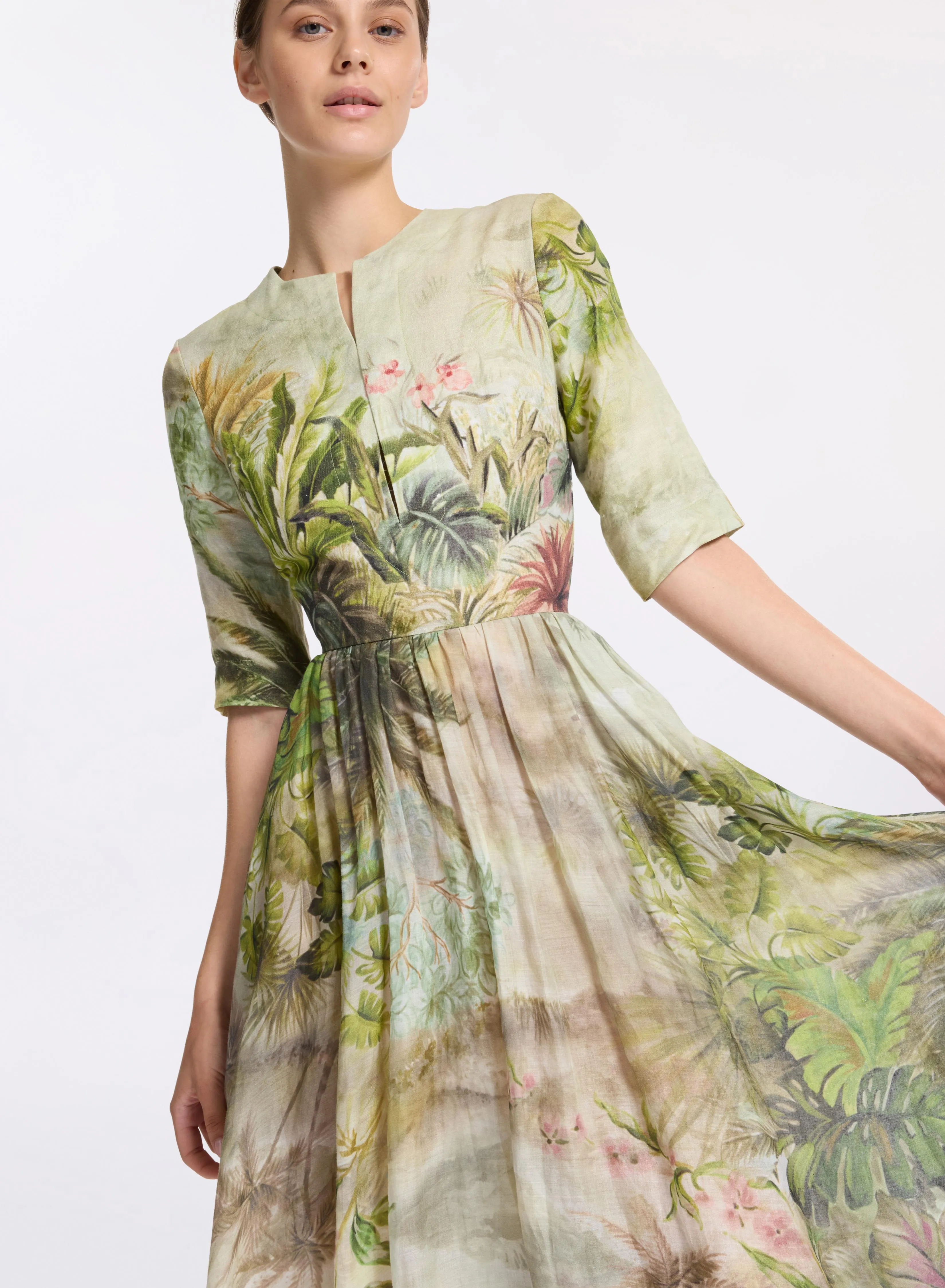 Oasis Printed Linen Dress sold by Elie Saab product image thumbnail 3