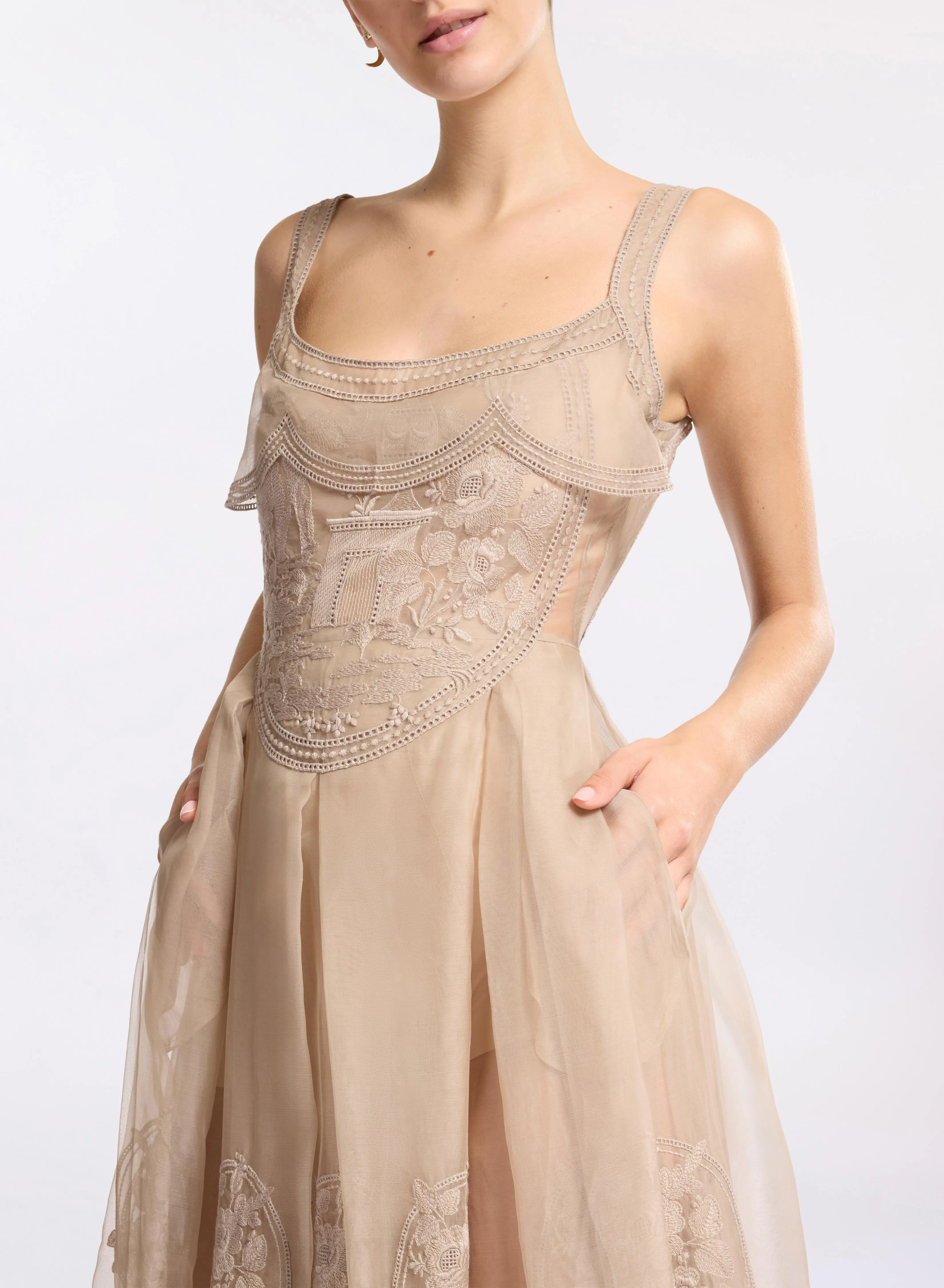 Embroidered Organza Long Dress sold by Elie Saab product image thumbnail 3