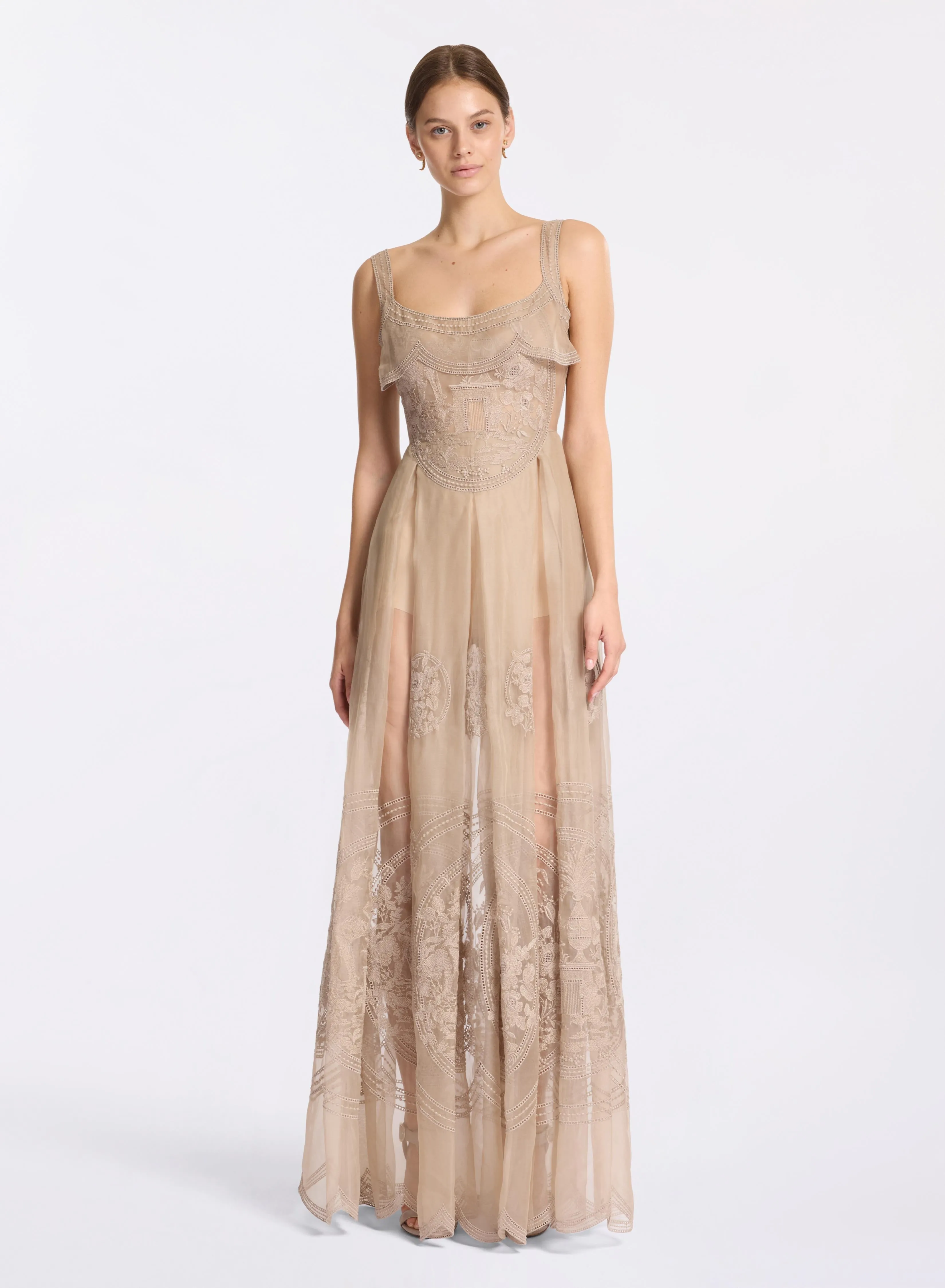 Embroidered Organza Long Dress sold by Elie Saab