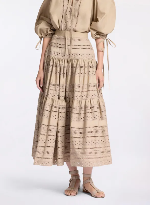 Embroidered Cotton Midi Skirt sold by Elie Saab