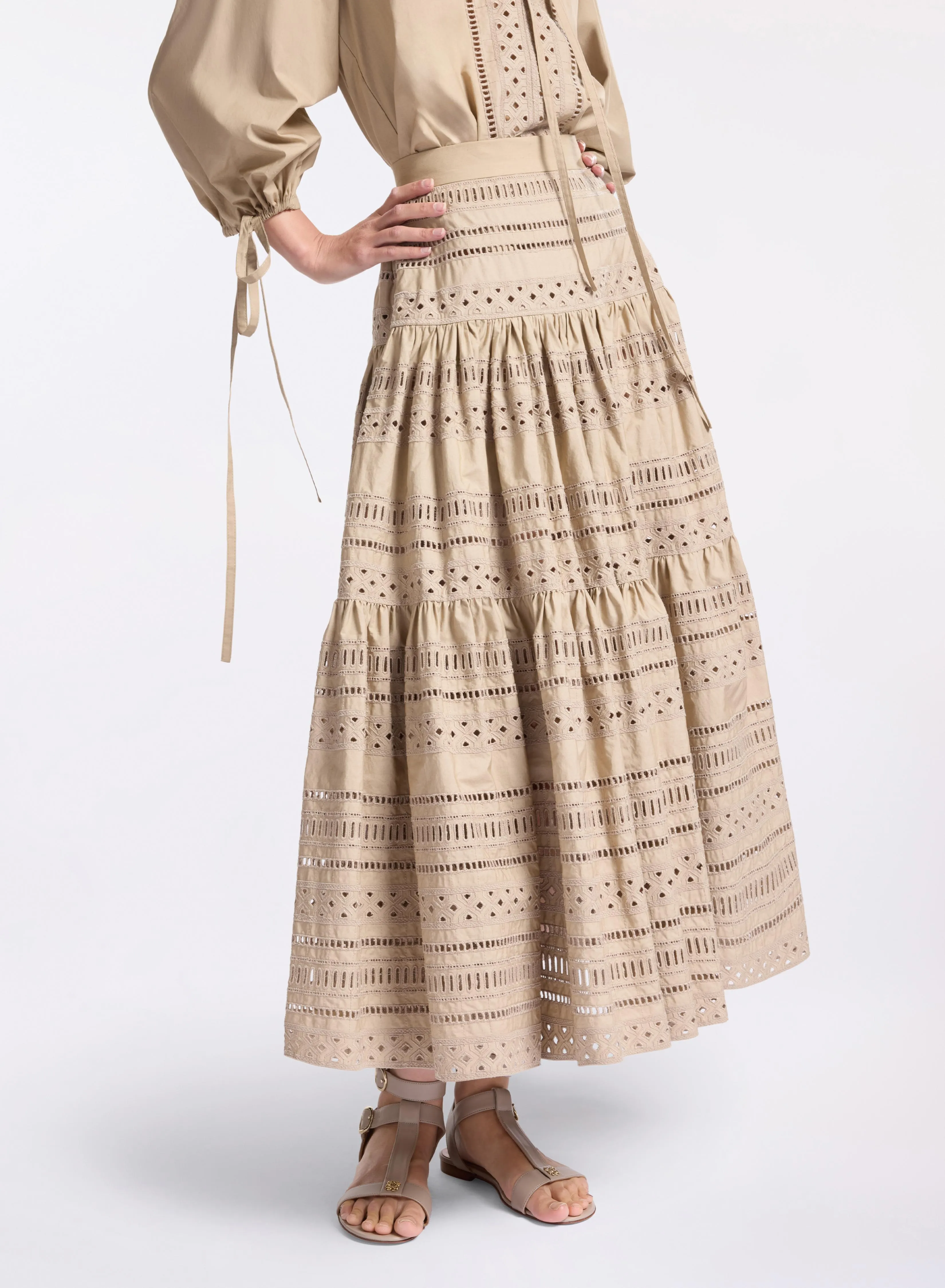 Embroidered Cotton Midi Skirt sold by Elie Saab product image thumbnail 3