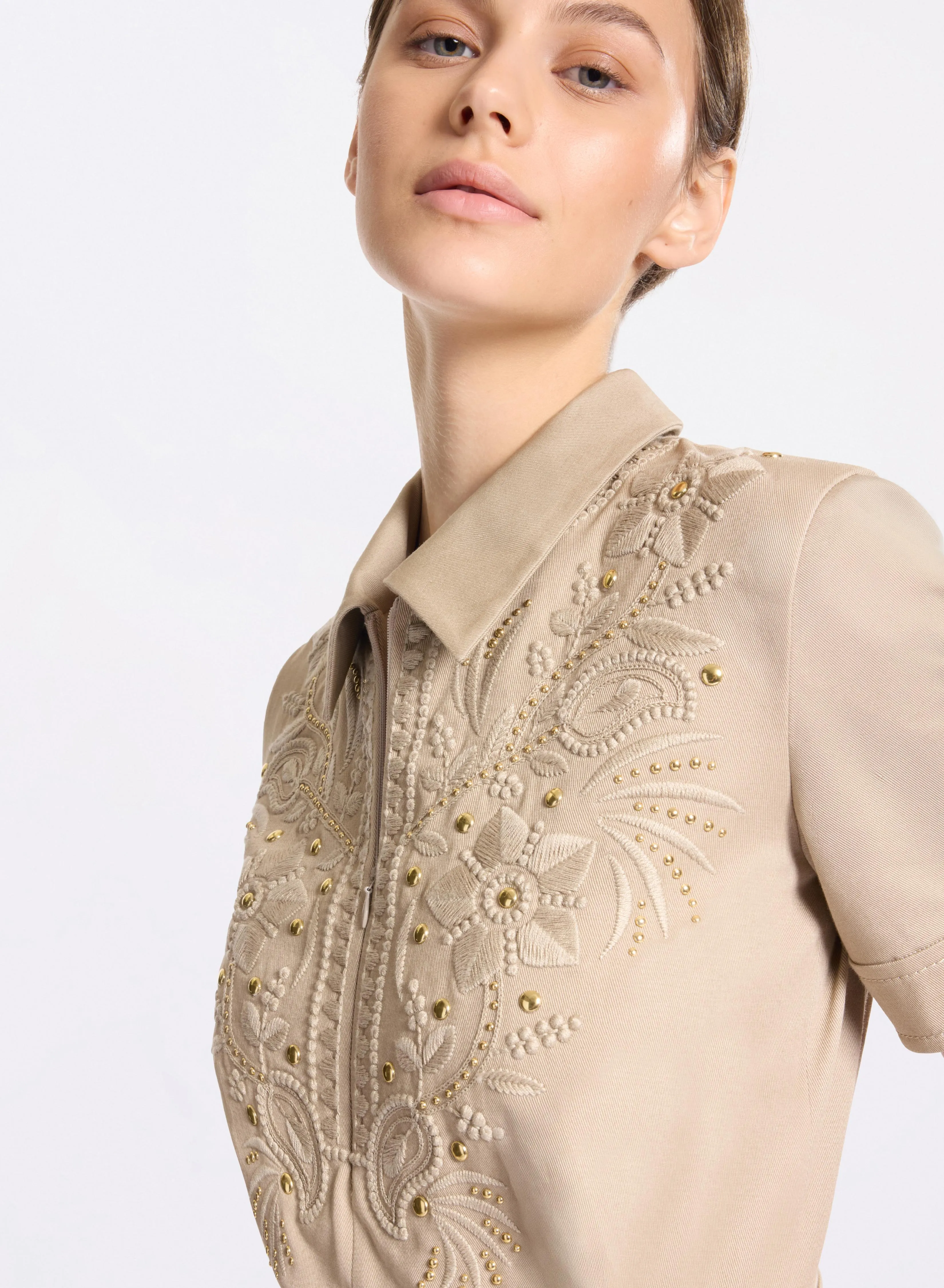 Embroidered Gabardine Short Jumpsuit sold by Elie Saab product image thumbnail 3