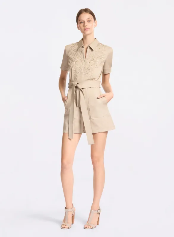 Embroidered Gabardine Short Jumpsuit sold by Elie Saab