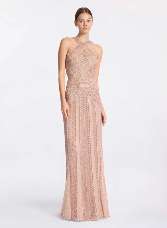 Bead Embroidered Halter Neck Dress sold by Elie Saab
