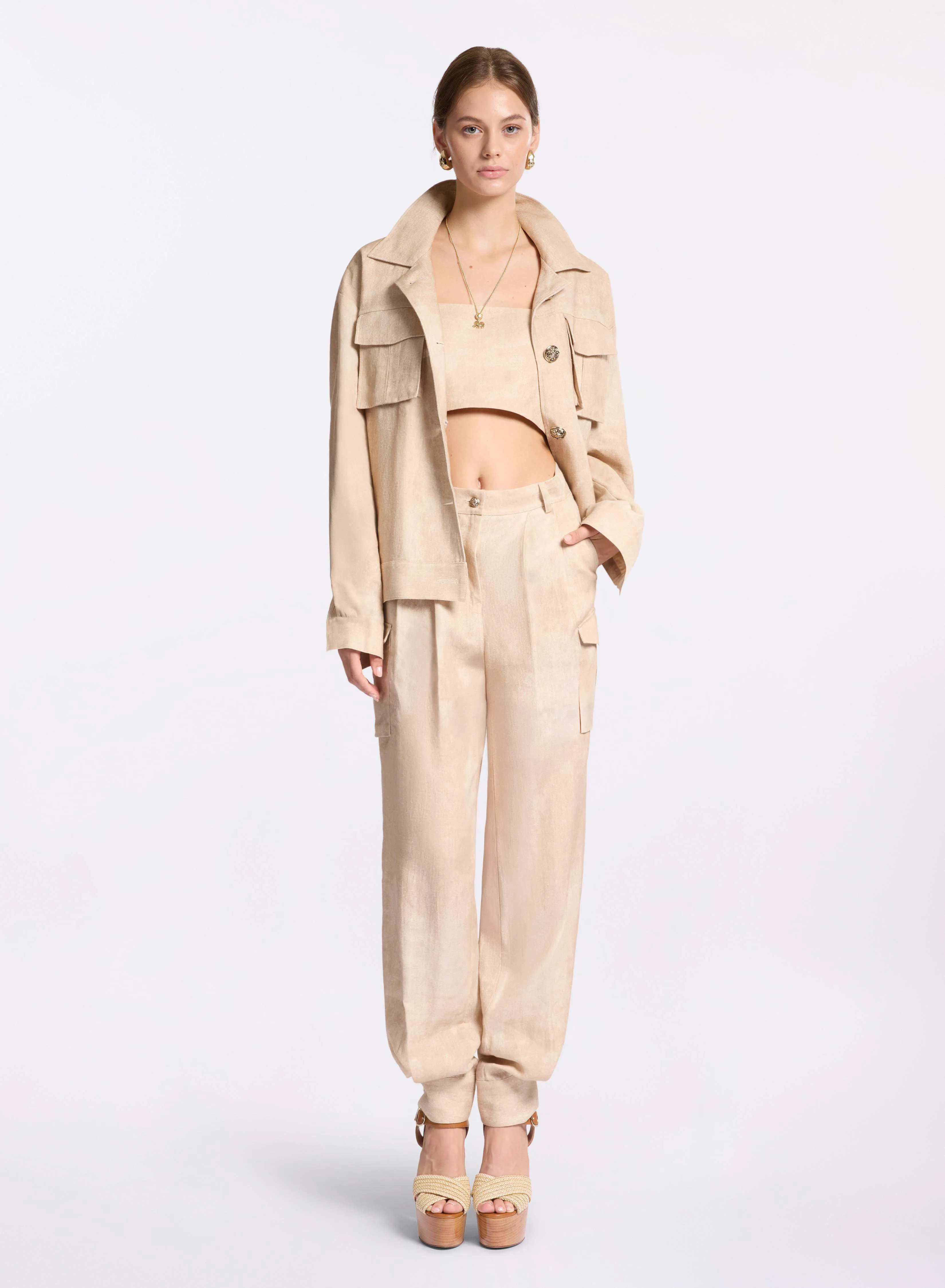 Printed Linen Pants sold by Elie Saab