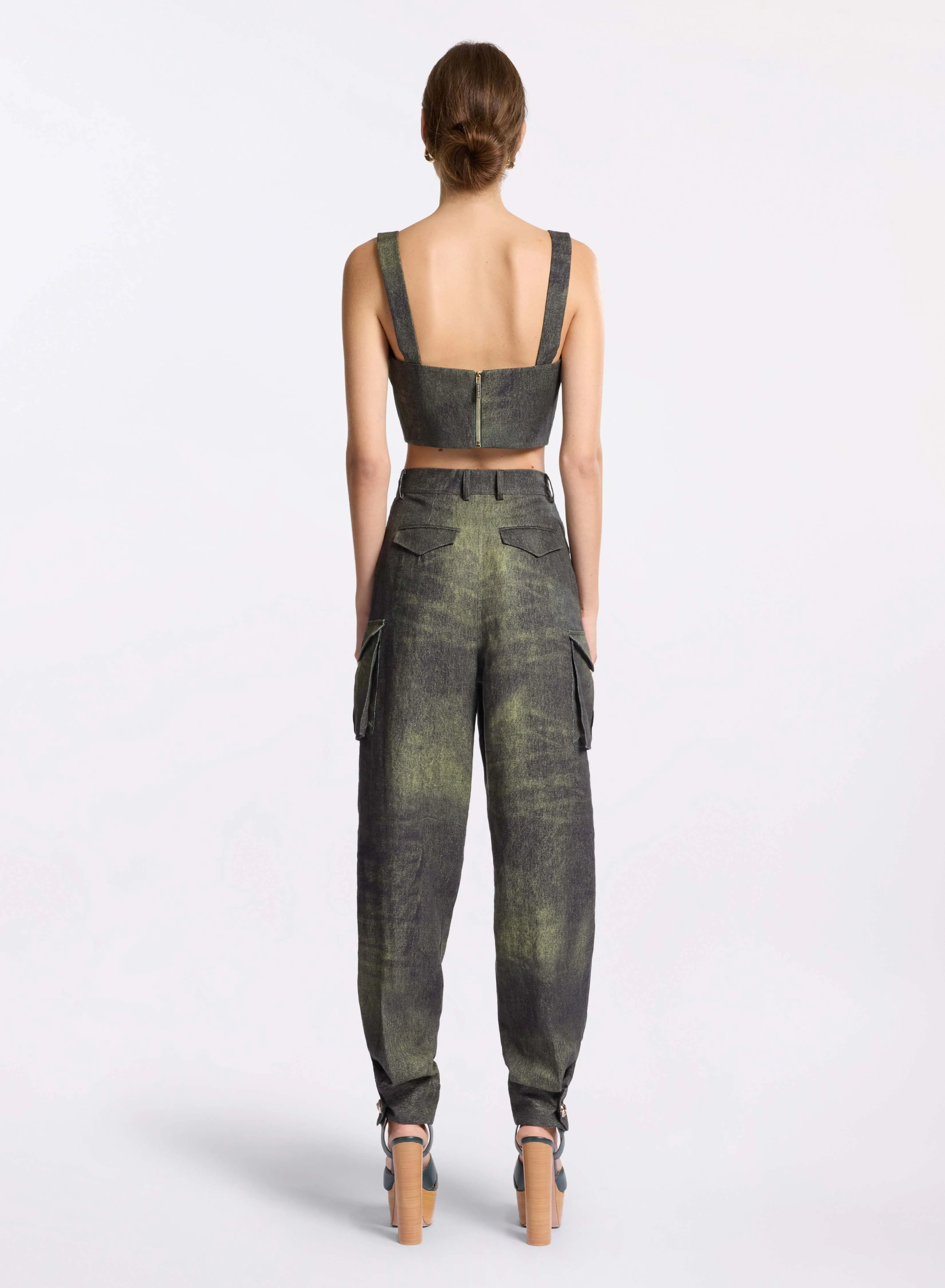 Printed Linen Crop Top sold by Elie Saab product image thumbnail 2