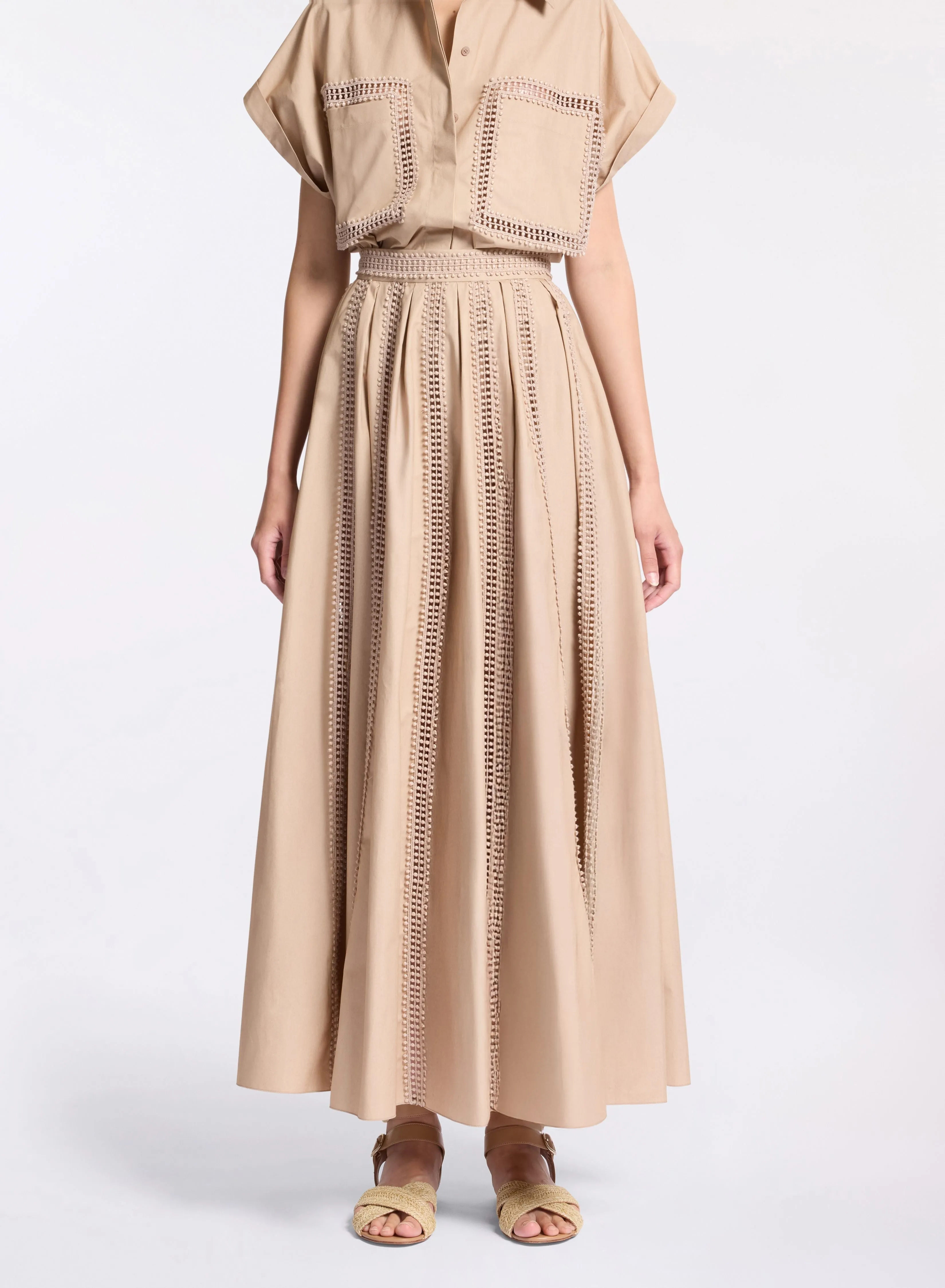 Trim Embellished Poplin Skirt sold by Elie Saab product image thumbnail 2