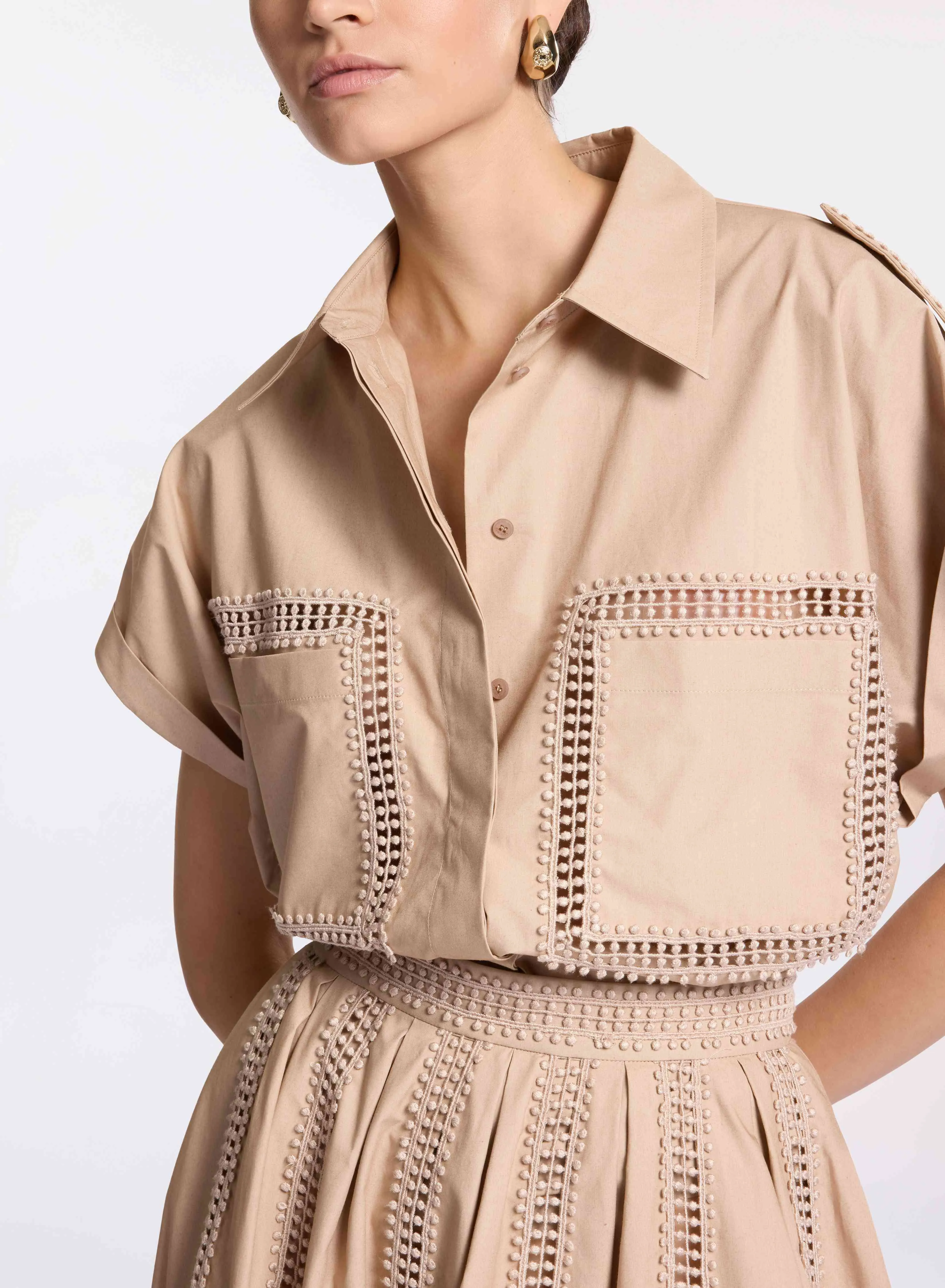 Trim Embellished Poplin Shirt sold by Elie Saab product image thumbnail 2