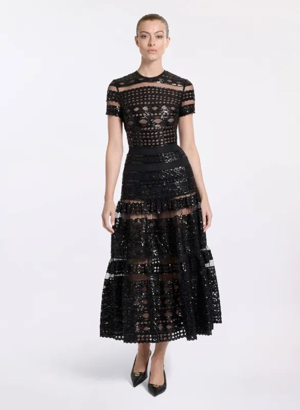 Tulle Embroidered Midi Dress sold by Elie Saab