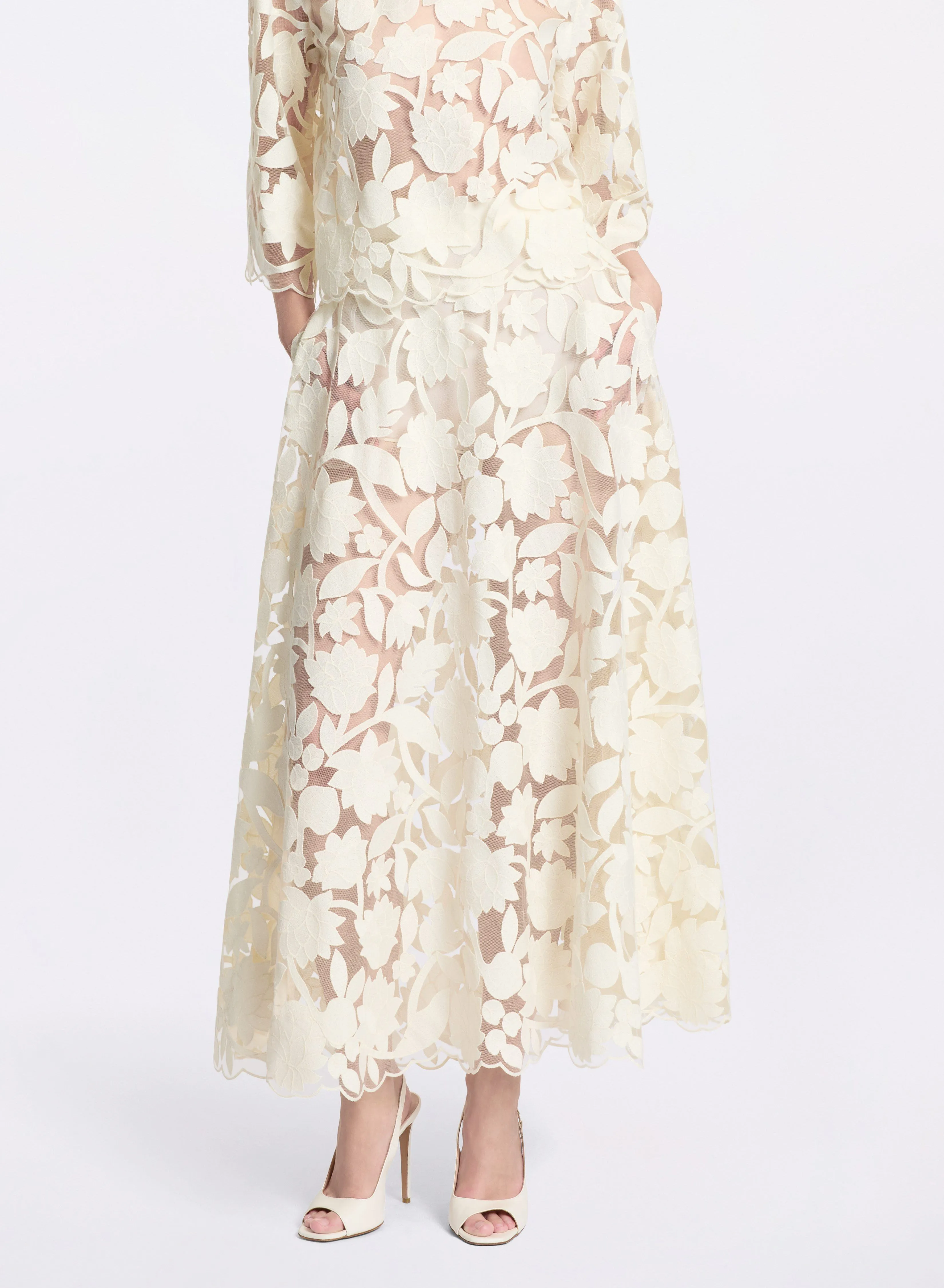 Tulle Embroidered Midi Skirt sold by Elie Saab product image thumbnail 4