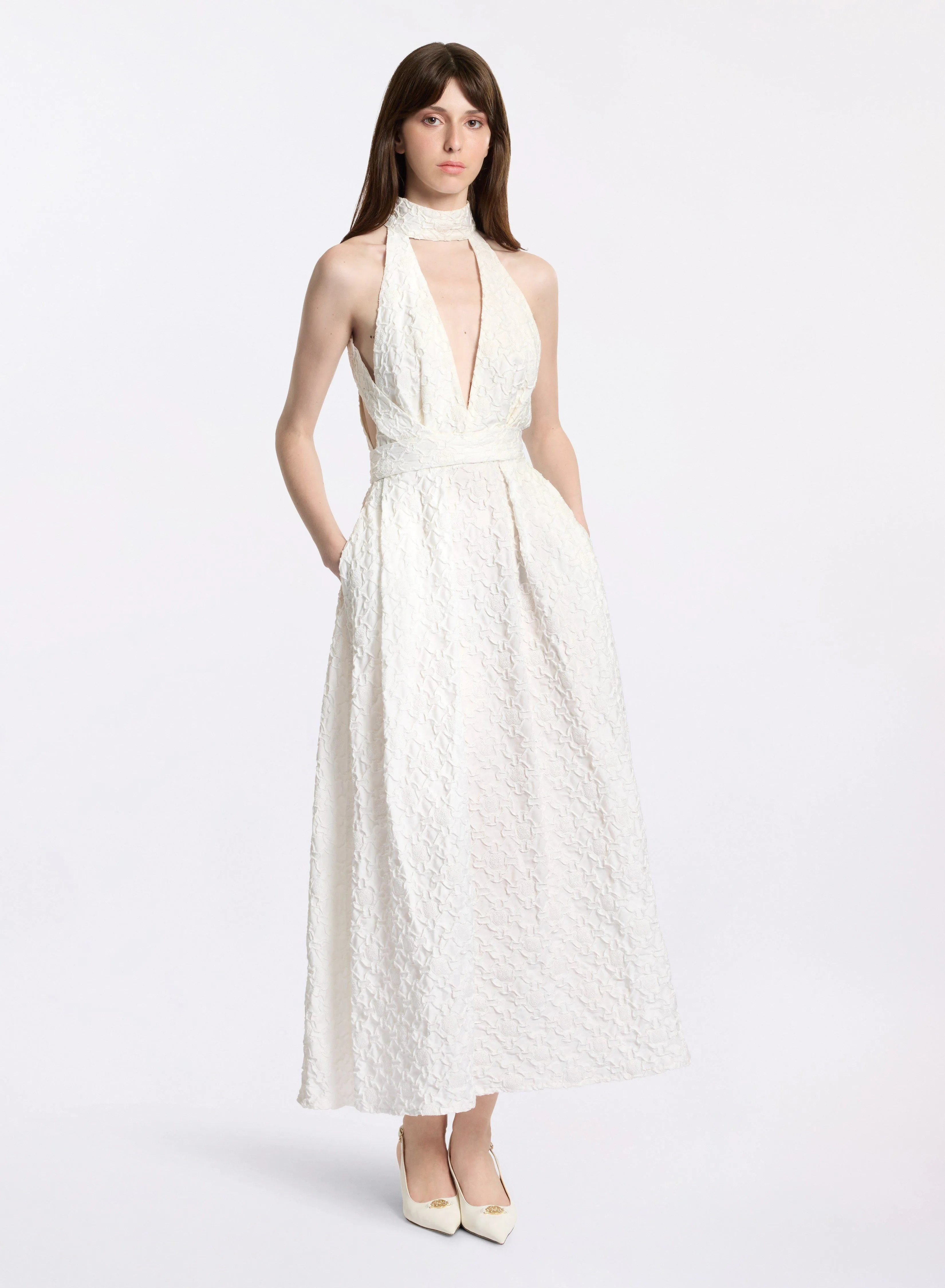 Cotton Embroidered Midi Dress sold by Elie Saab