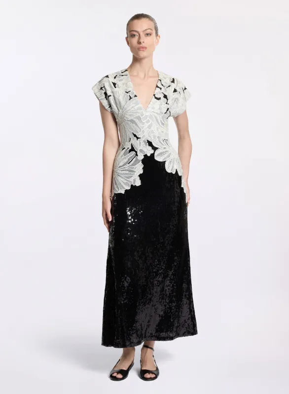 Sequin Embroidered Midi Dress sold by Elie Saab