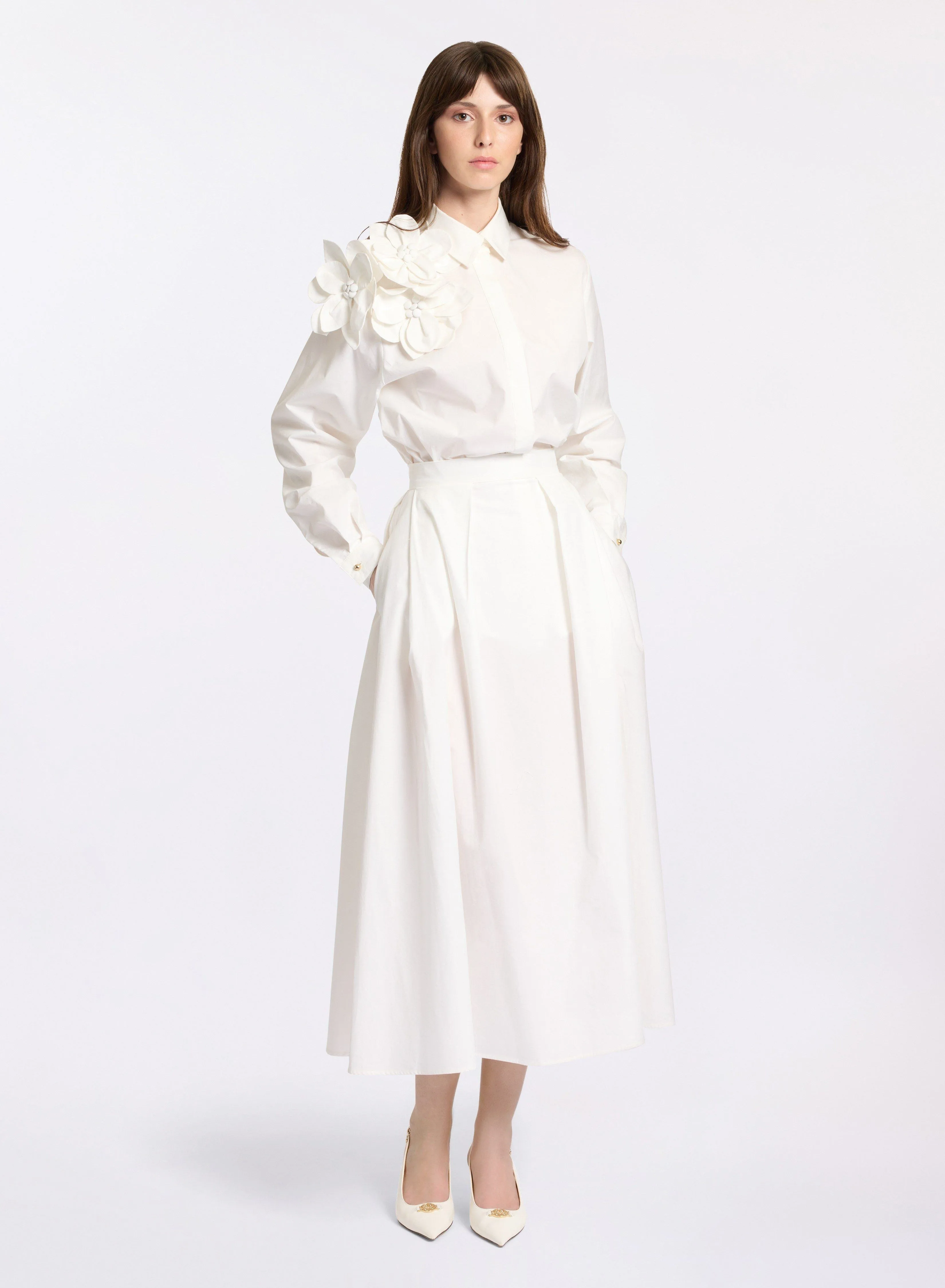 Poplin Midi Skirt sold by Elie Saab