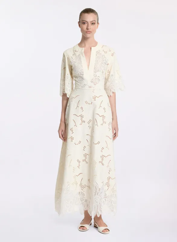 Cotton Embroidered Midi Dress sold by Elie Saab