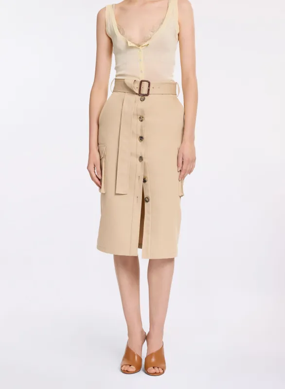Cotton Drill Midi Skirt sold by Elie Saab
